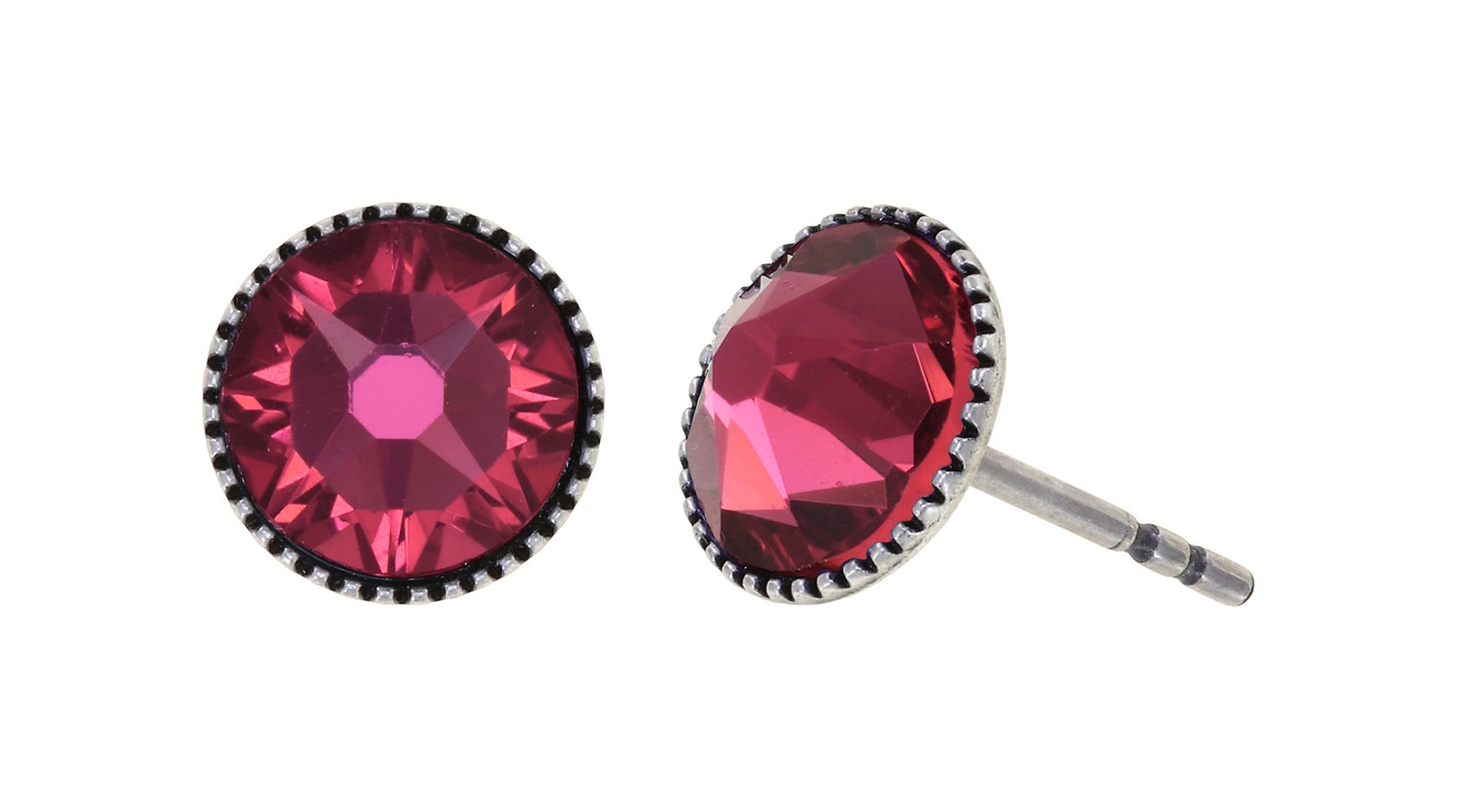 image for Earring Stud-Flat Black Jack Pink indian pink SS 34