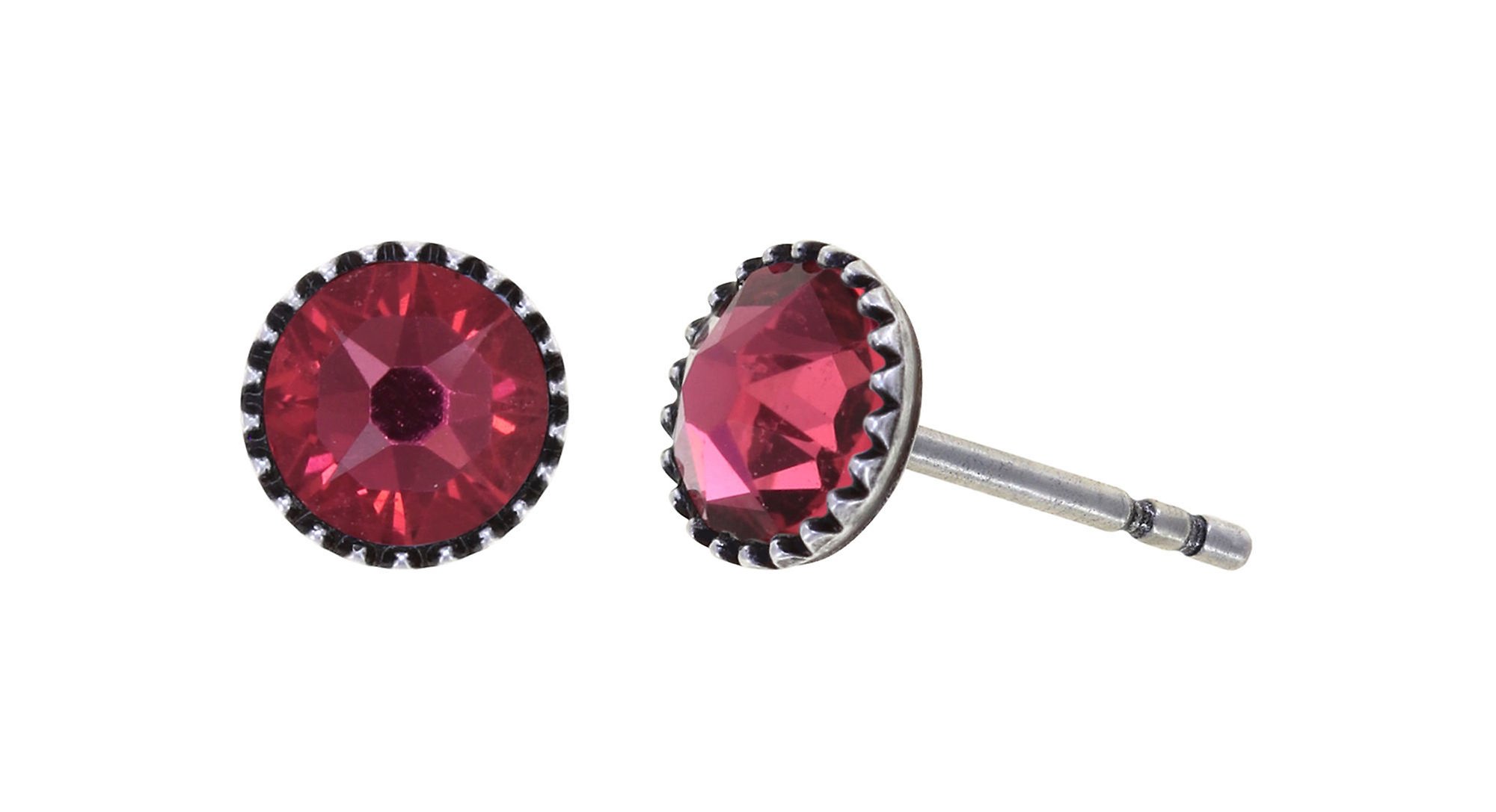 image pour Clou d'oreille plat Black Jack Rose indian pink SS 20
