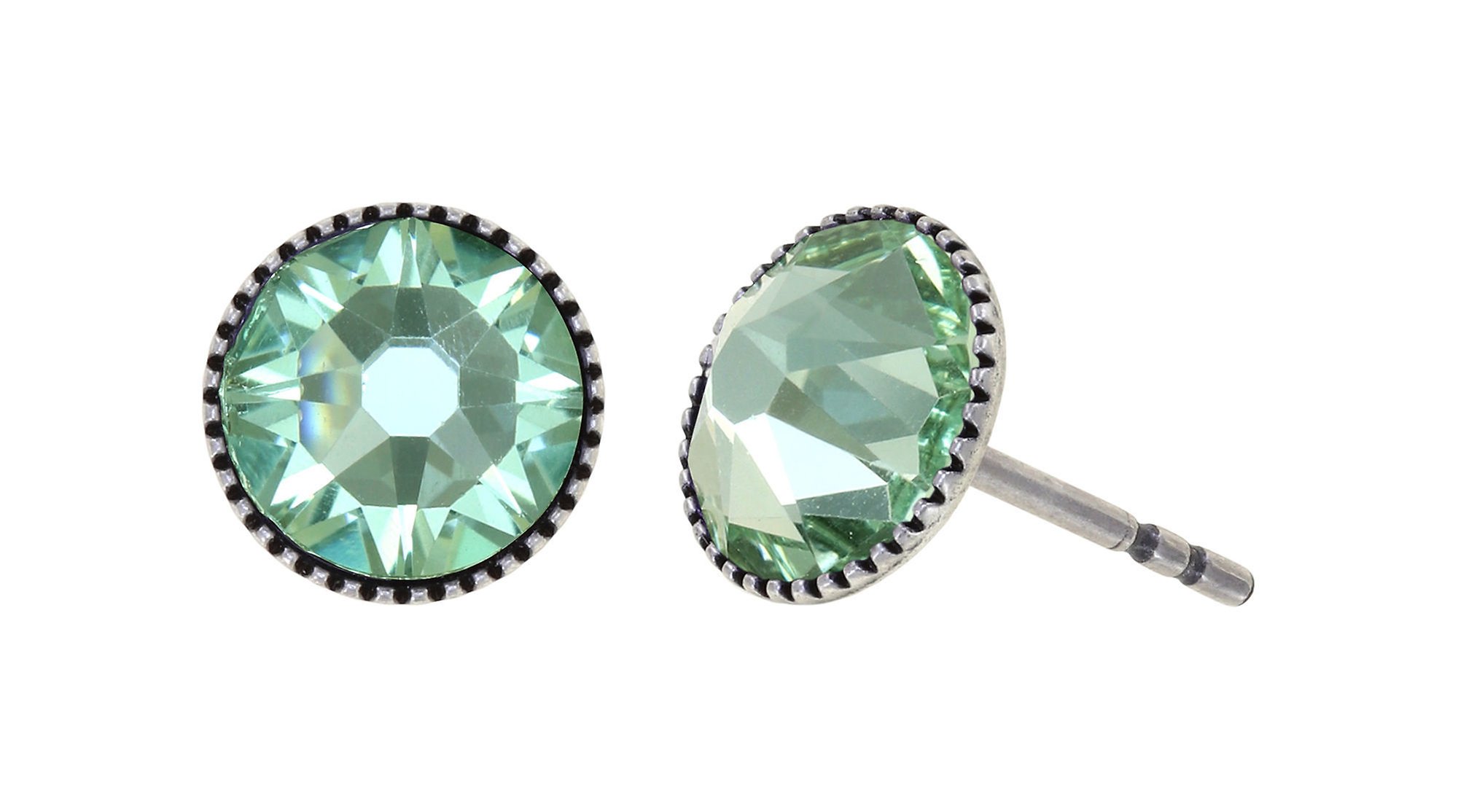 image pour Clou d'oreille plat Black Jack Vert Clair chrysolite SS 34