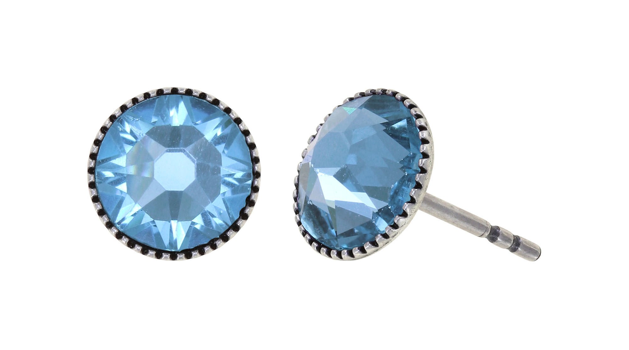 Bild für Ohrstecker flach Black Jack Hellblau Aquamarin SS 34