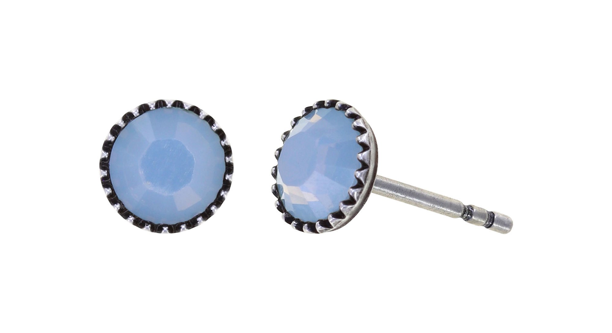 image pour Clou d'oreille plat Black Jack Bleu Clair lt. sapphire opal SS 20