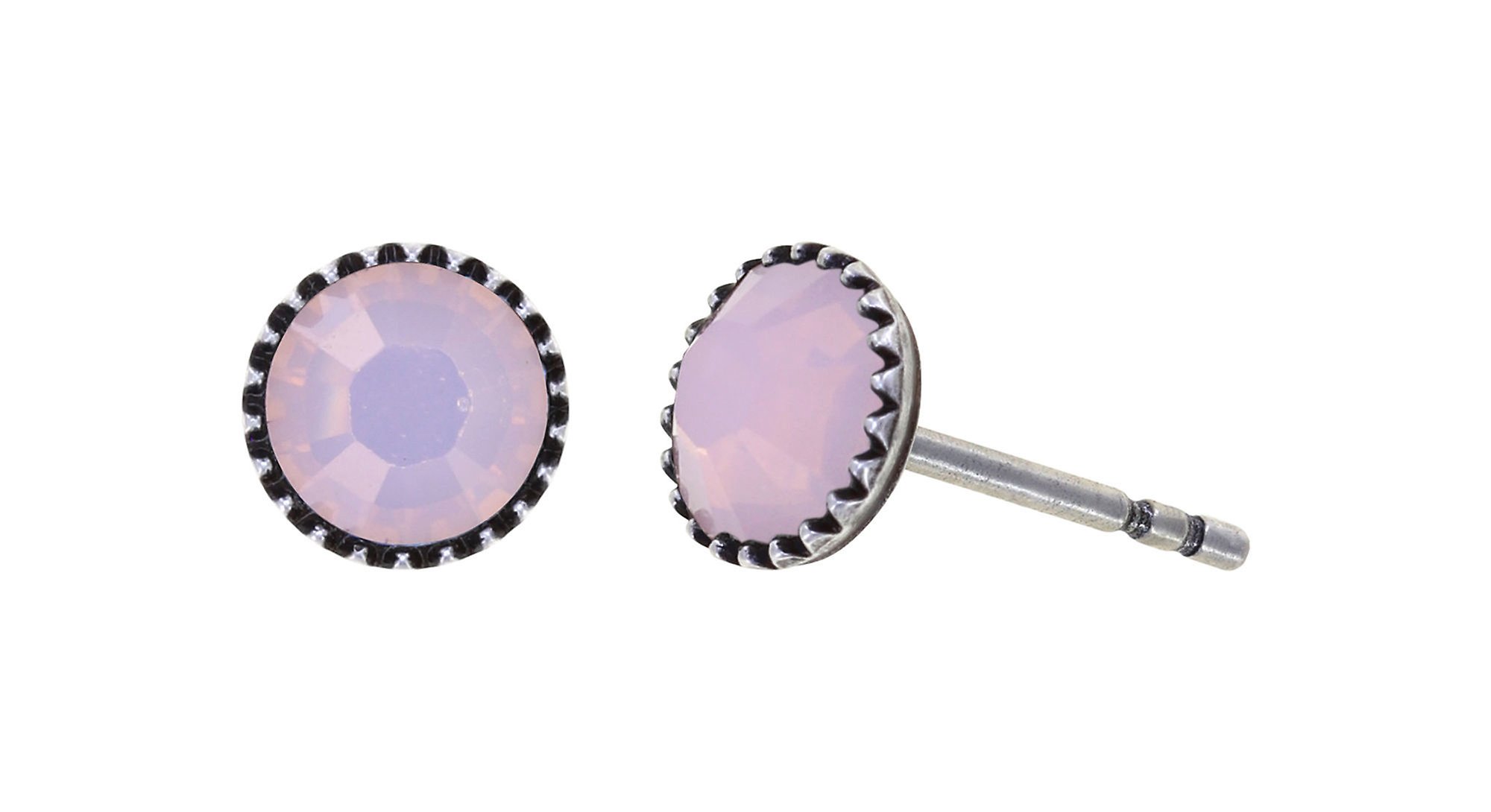 image for Earring Stud-Flat Black Jack Pink rose opal SS 20