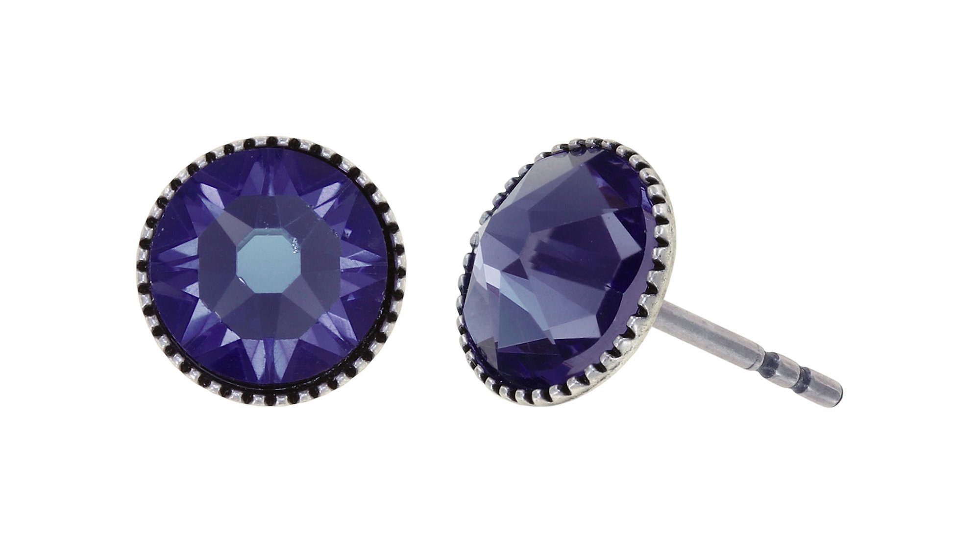 Bild für Ohrstecker flach Black Jack Lila Tansanit SS 34