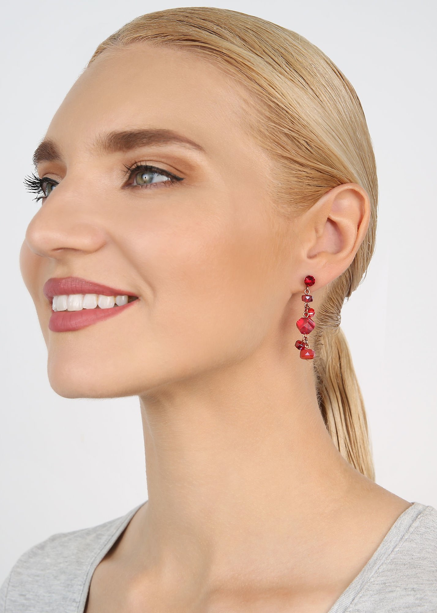 image for Earring stud dangling Jelly Flow Red  