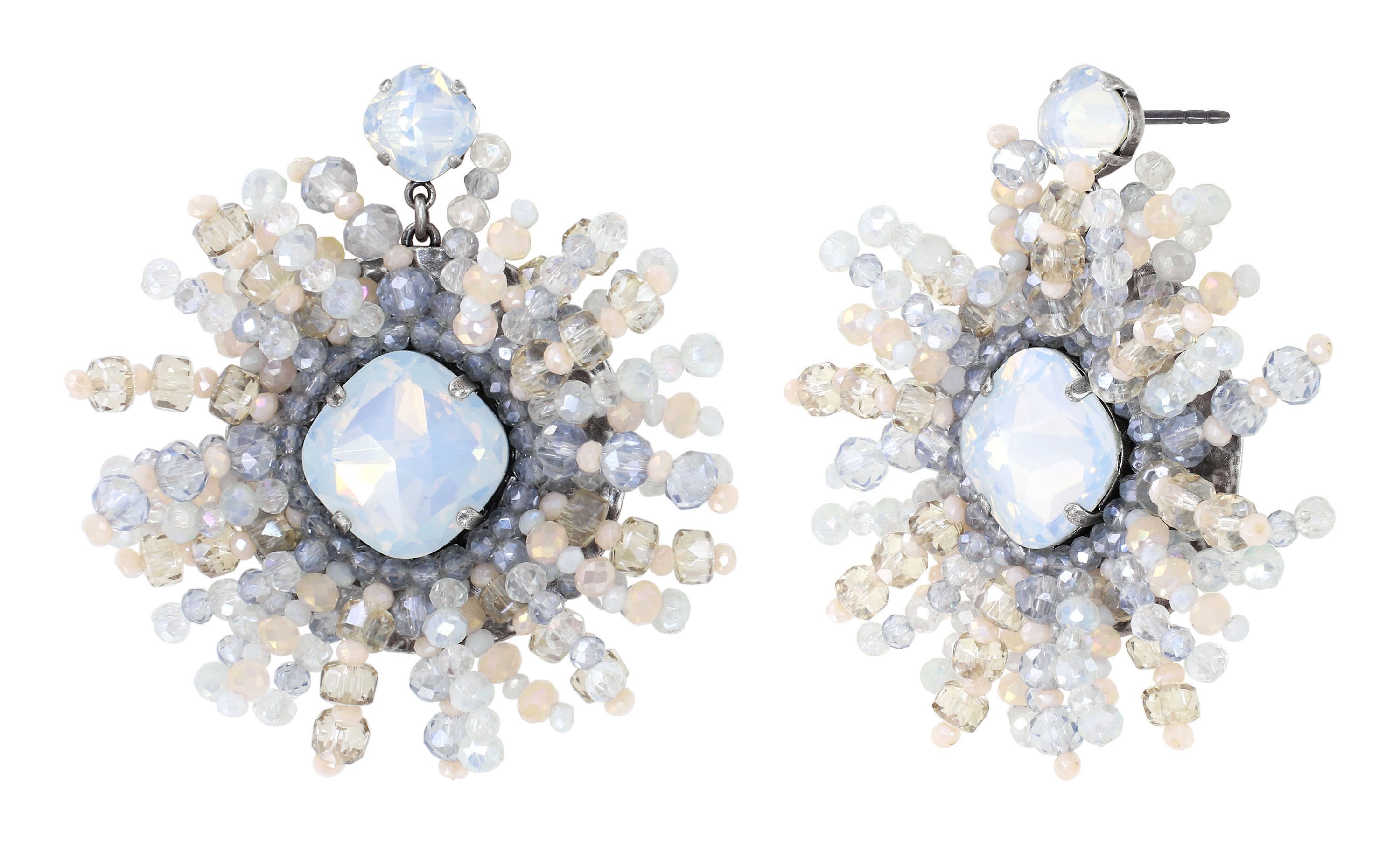 image for Earring stud dangling Bead Snake Jelly White  