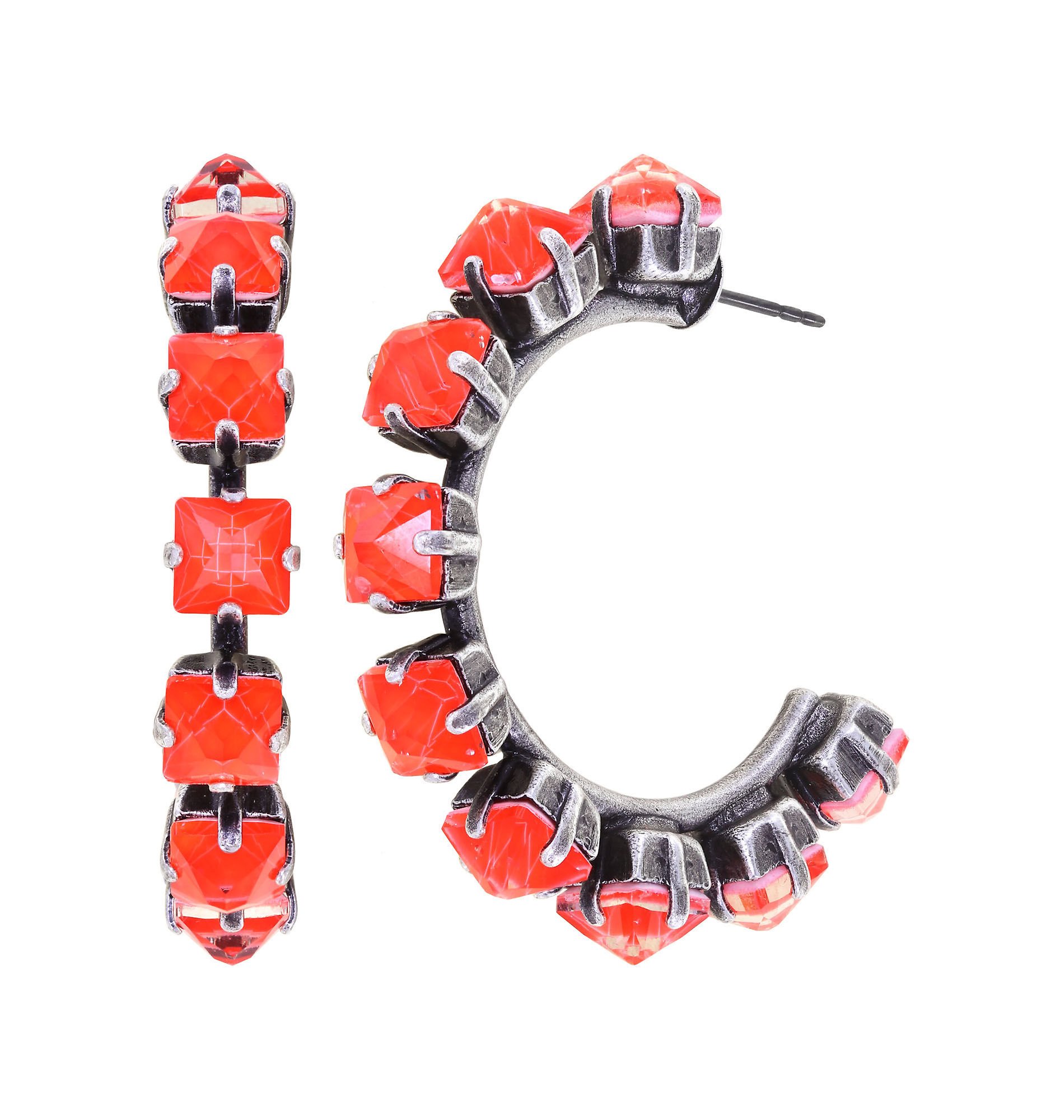 image pour Boucles d'oreilles créoles Punk Classics Rouge / Orange  size S