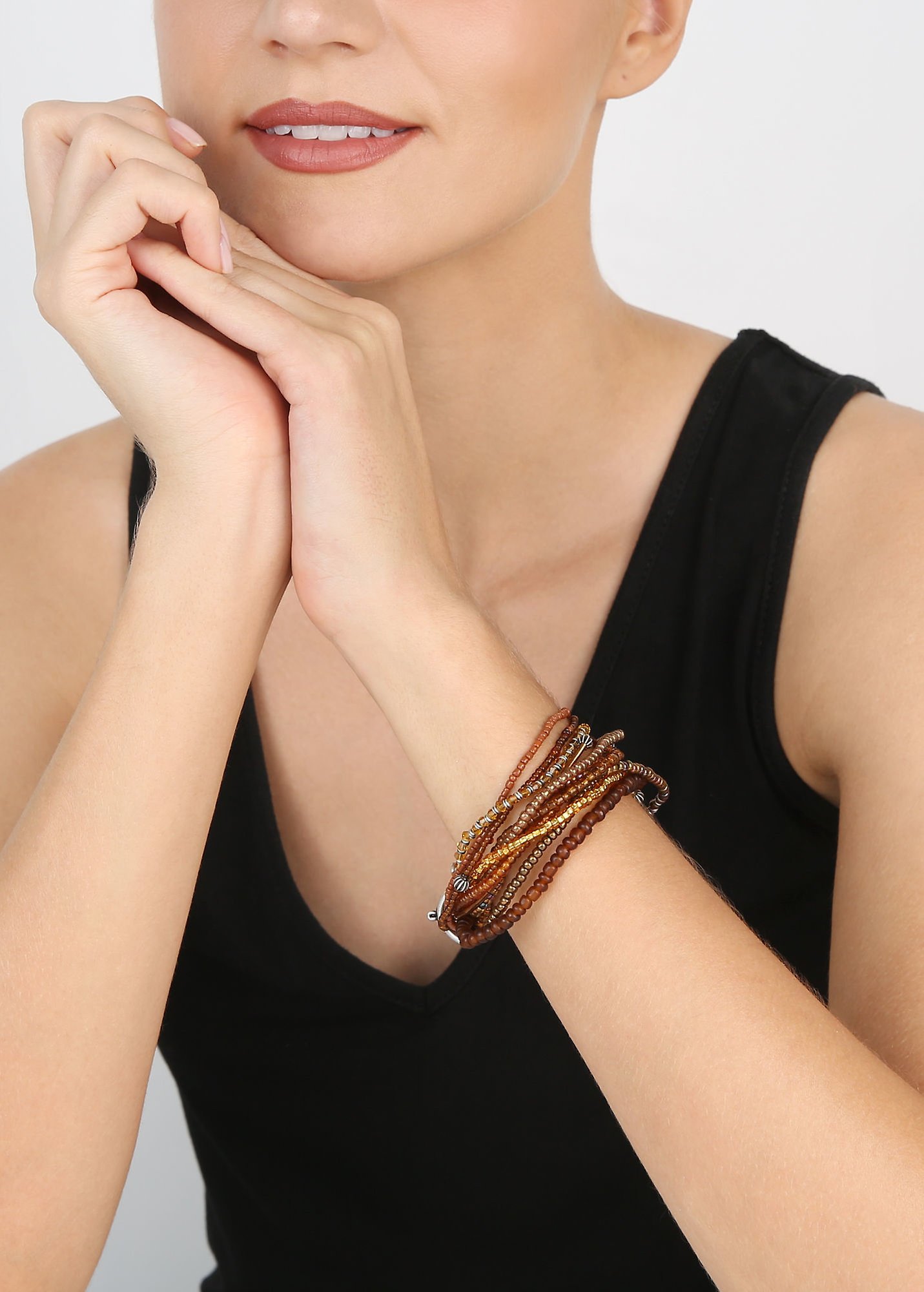 image pour Bracelet élastique Petit Glamour d´Afrique Marron  