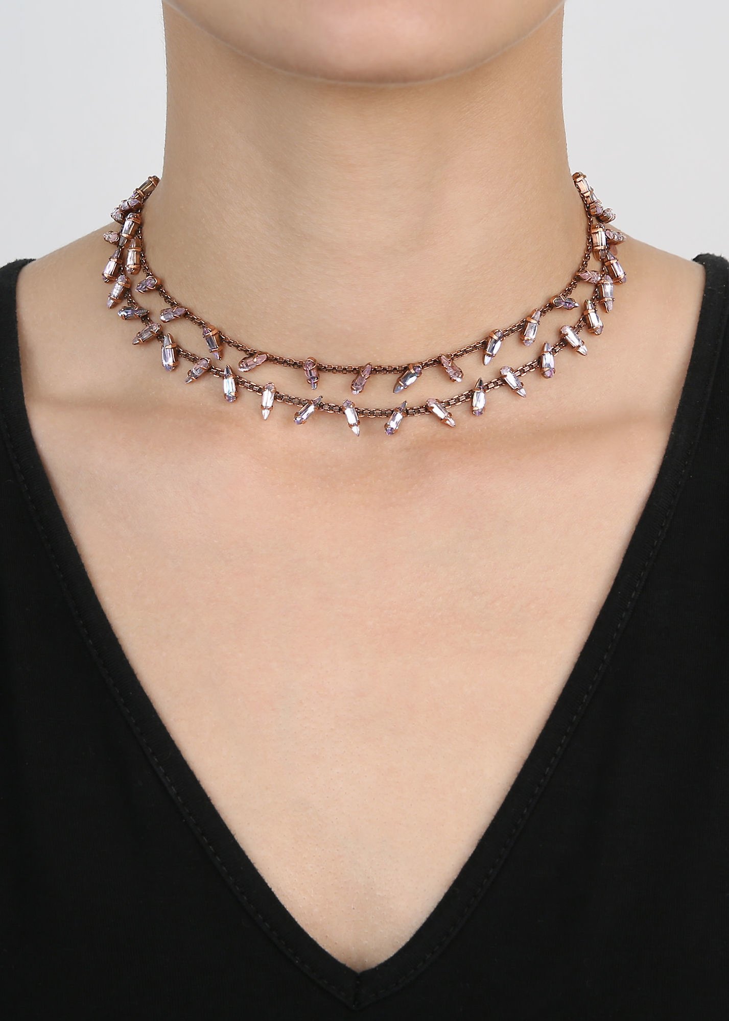 image for Necklace Jumping Drops Beige / Lila  