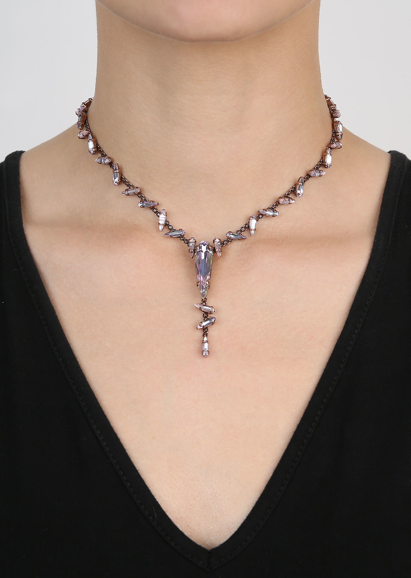 image pour Collier-Y Jumping Drops Beige / Lila  