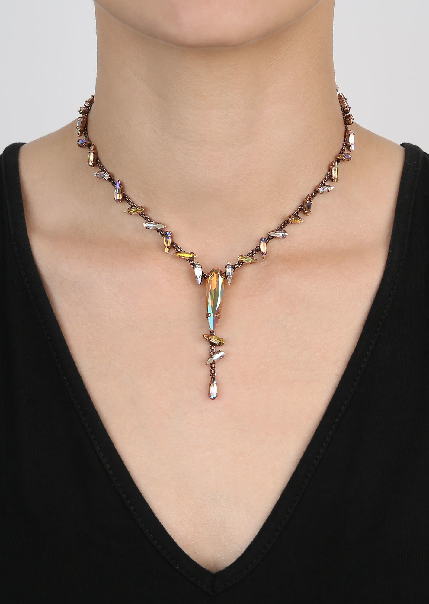 image for Necklace-Y Jumping Drops Yellow / Lila  
