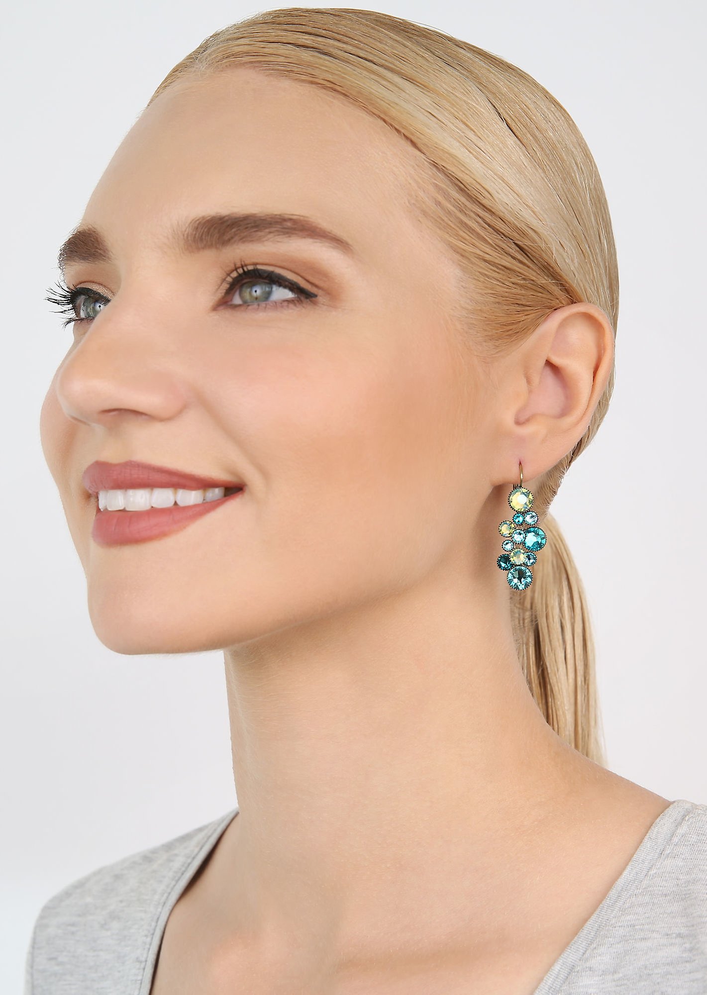 image pour Boucles d'oreilles Eurowire pendantes Water Cascade Bleu  