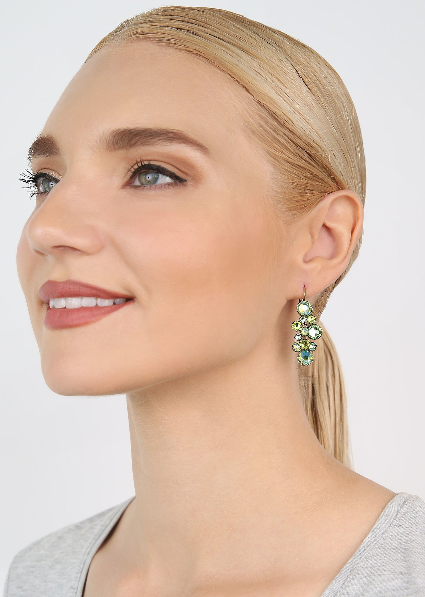 image for Earring Eurowire Dangling Water Cascade Green  