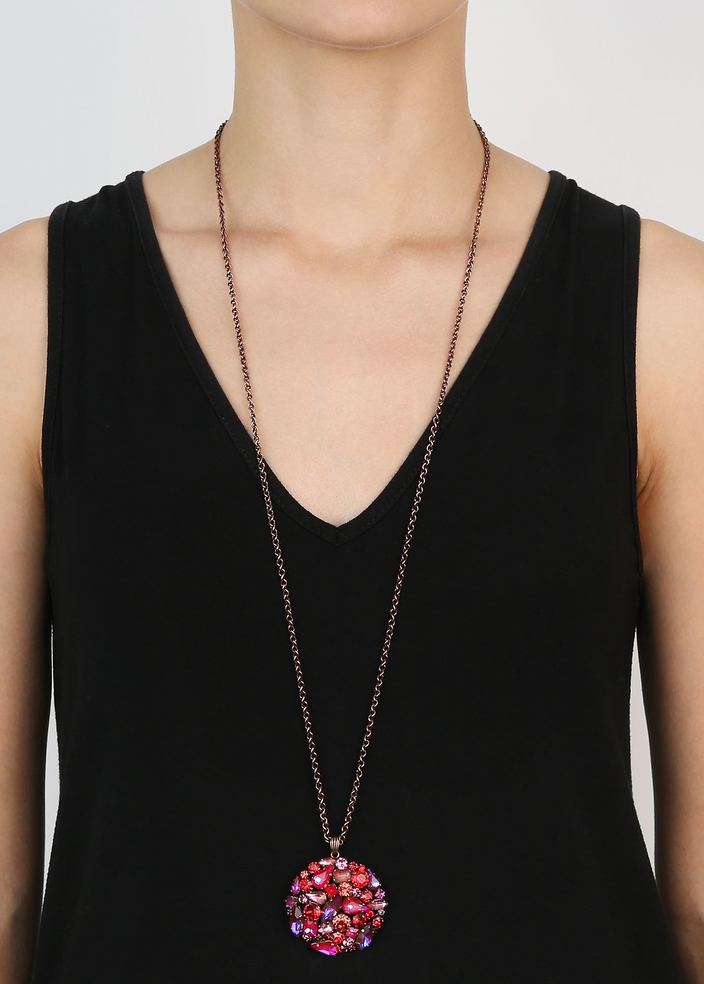 image pour Collier pendant (long) Ballroom Rouge / Rose  size L