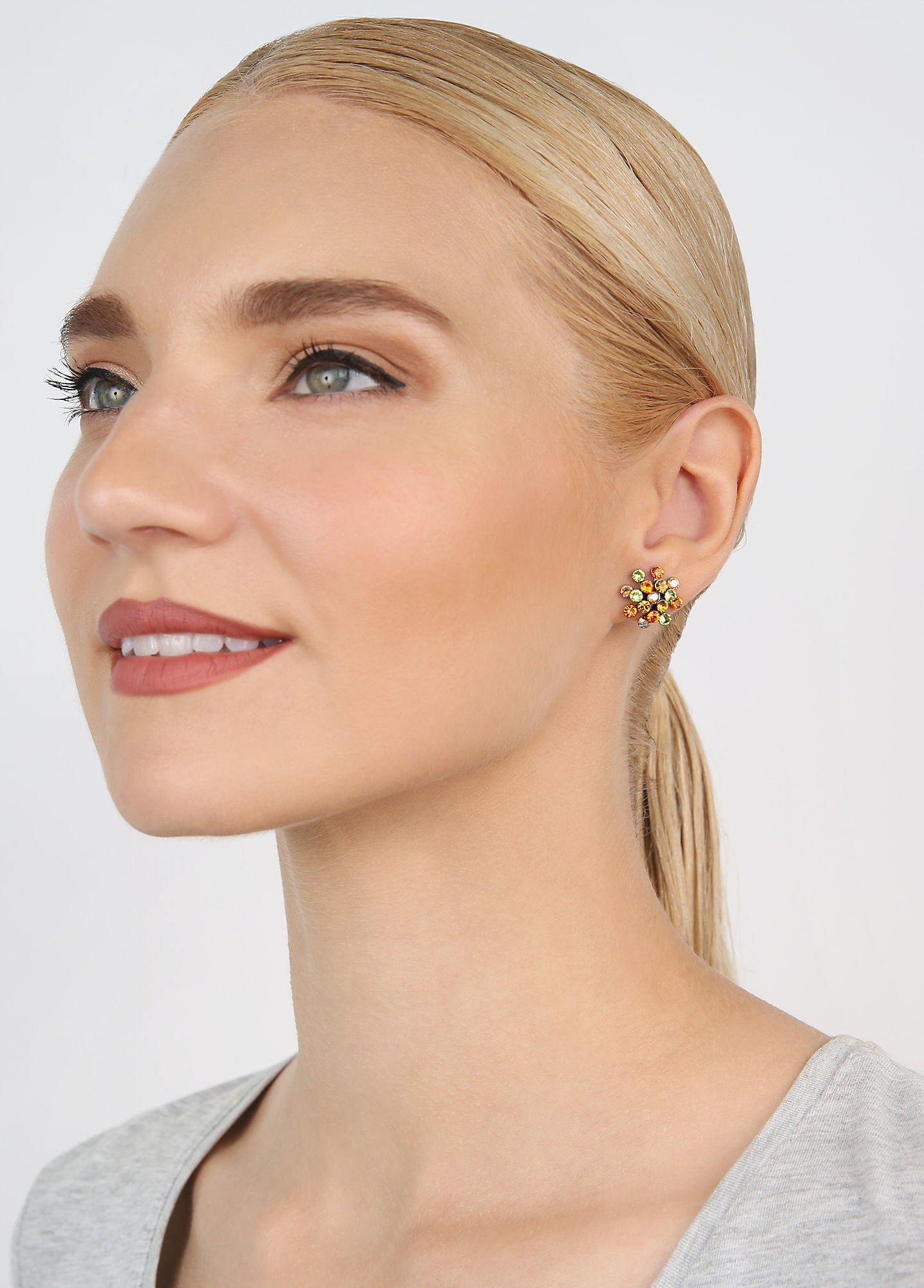 image for Earring Stud Magic Fireball Orange / Green  mini