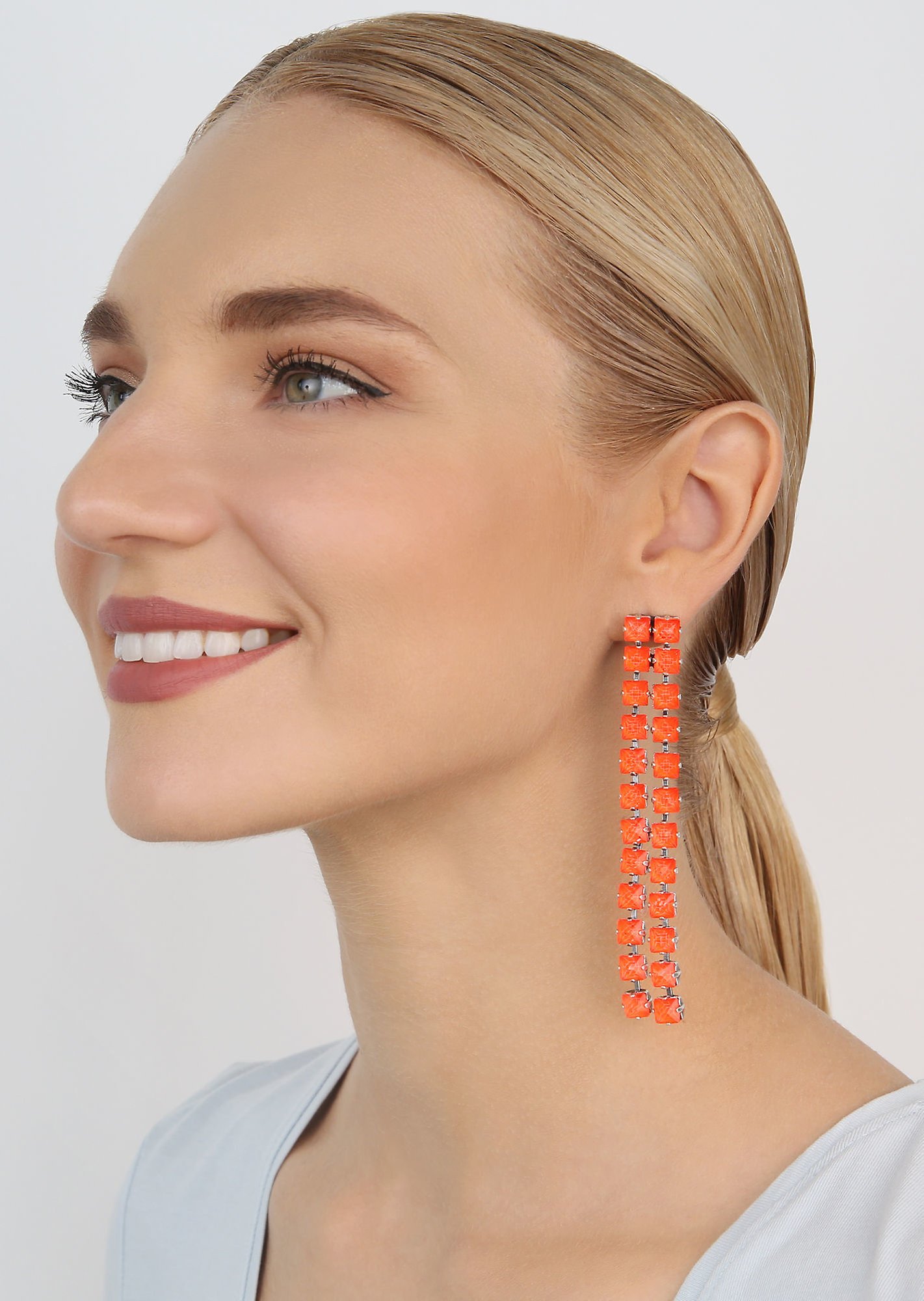 image for Earring stud dangling Punk Classics Red / Orange  size S