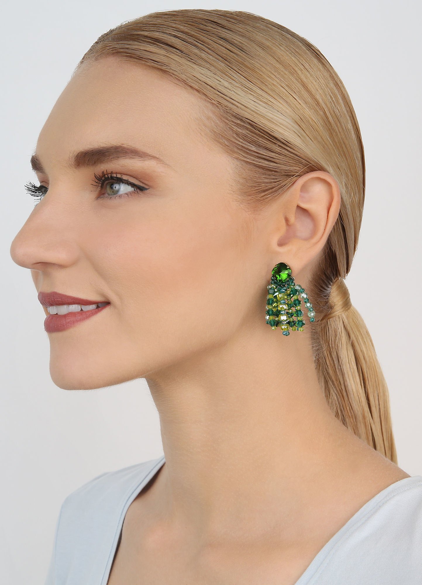 image pour Clou d'oreille pendant Bead Snake Jelly Vert  