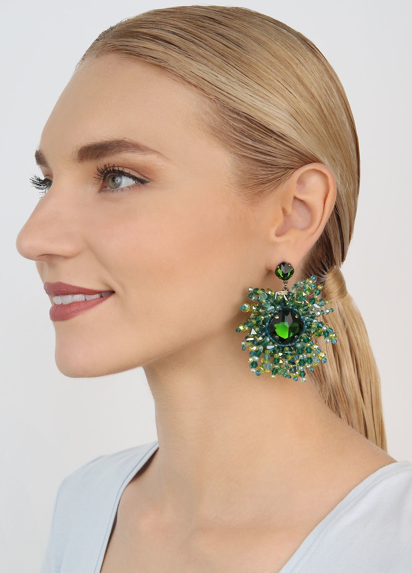 image pour Clou d'oreille pendant Bead Snake Jelly Vert  