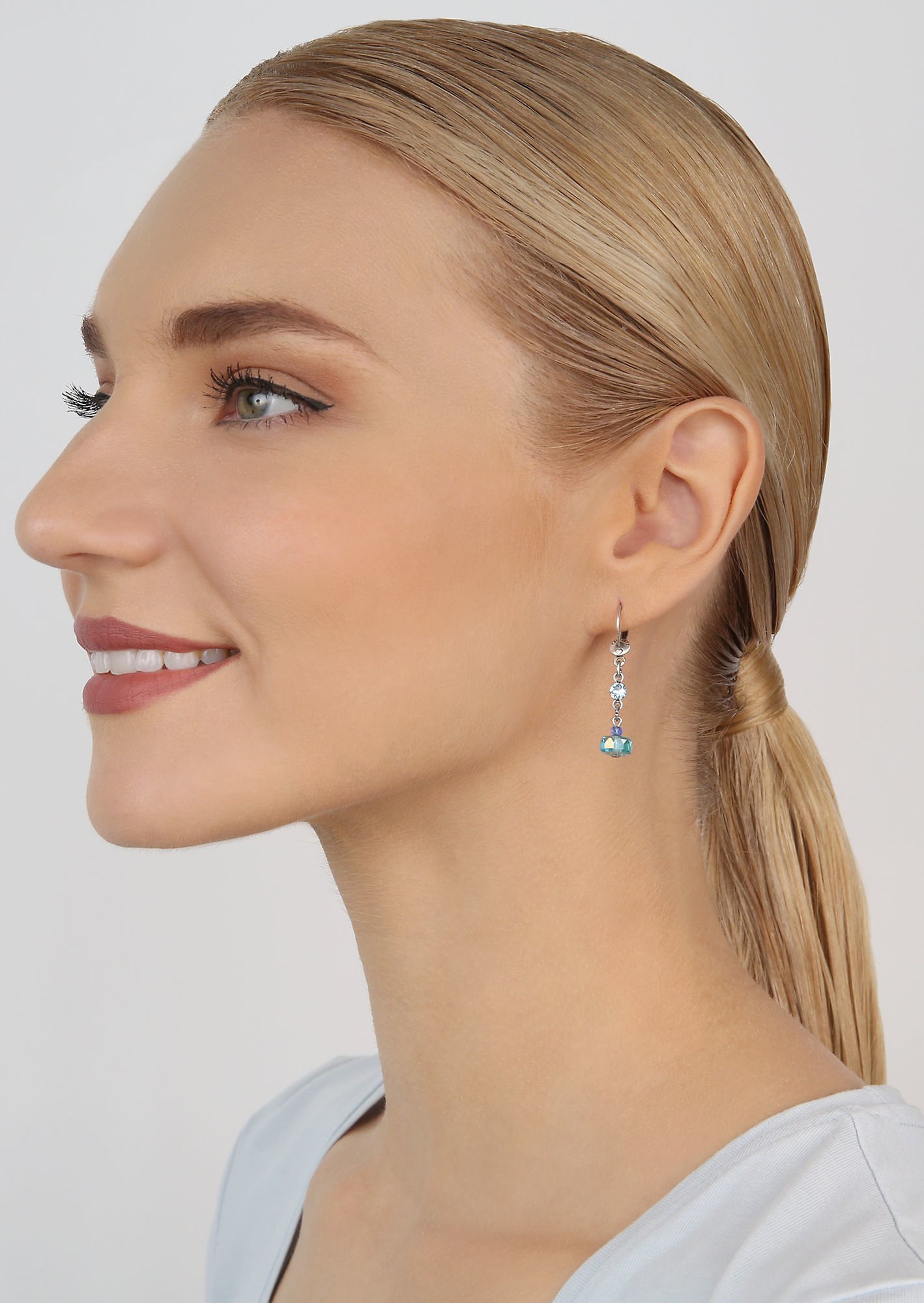 image pour Boucles d'oreilles pendantes Bead Snake Jelly Bleu  