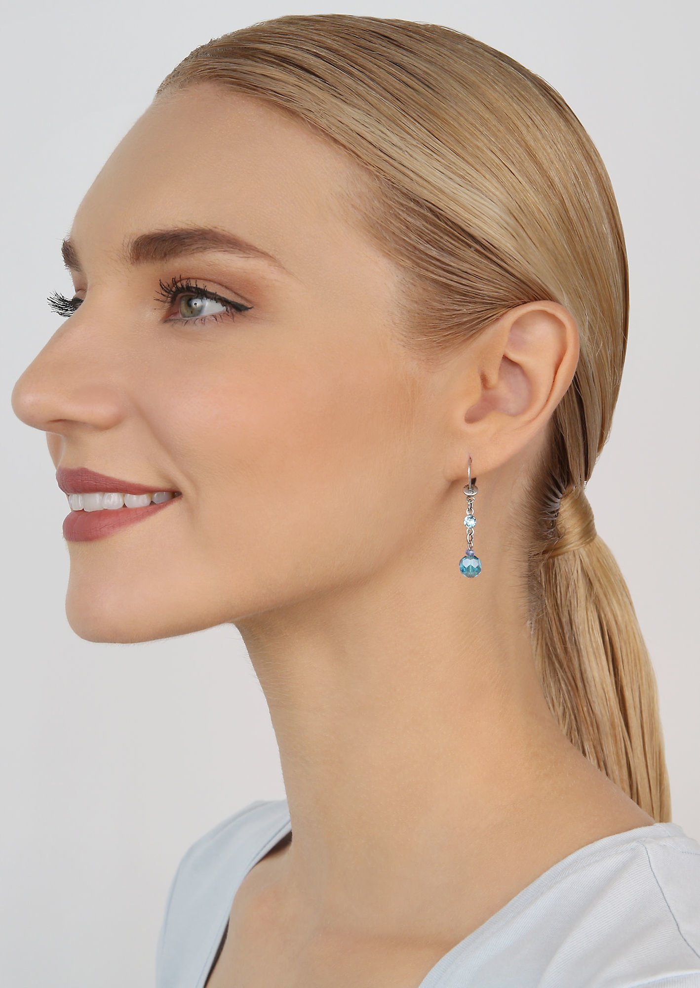 image pour Boucles d'oreilles pendantes Bead Snake Jelly Bleu  