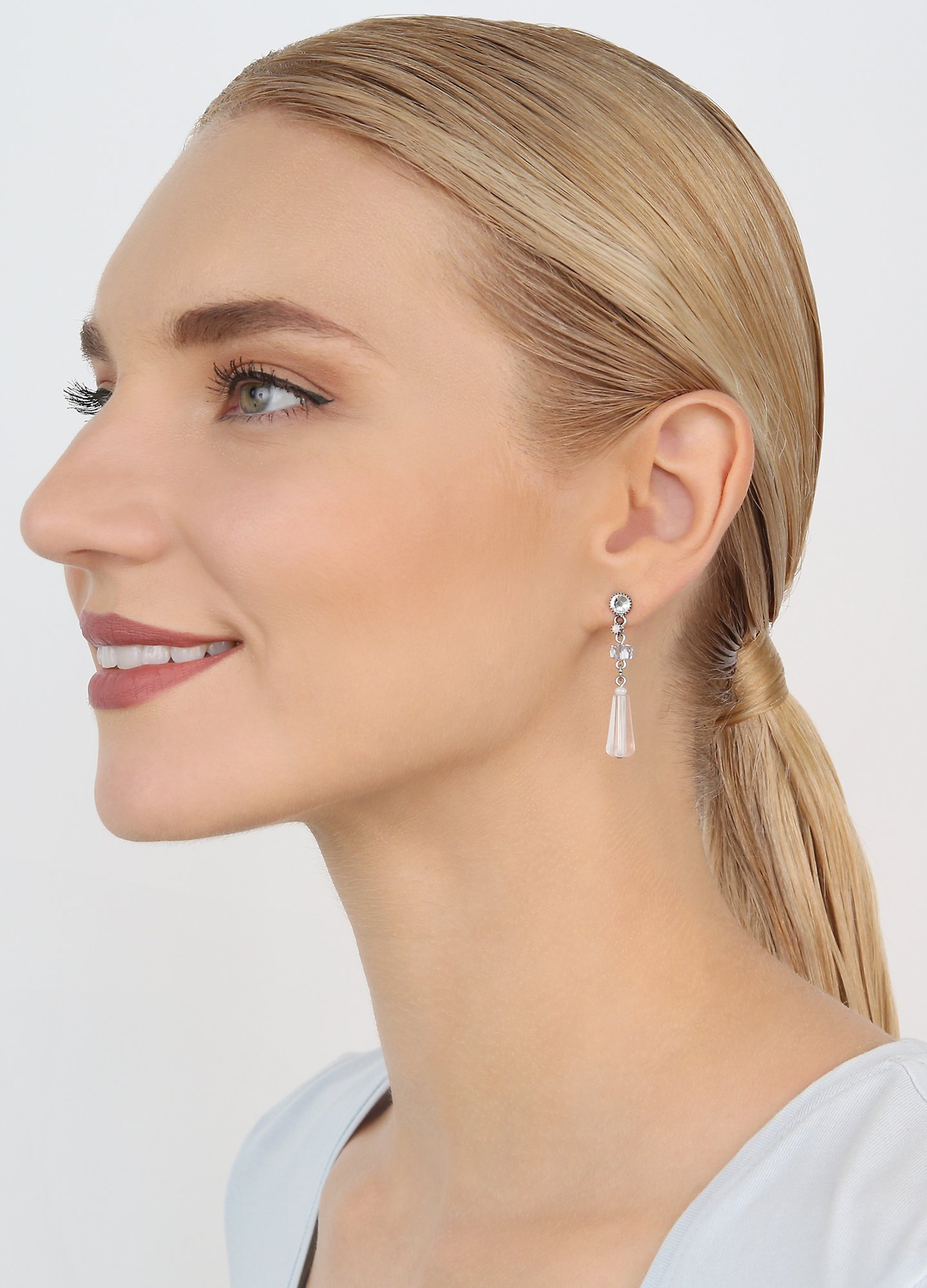 image pour Clou d'oreille pendant Bead Snake Jelly Blanc  