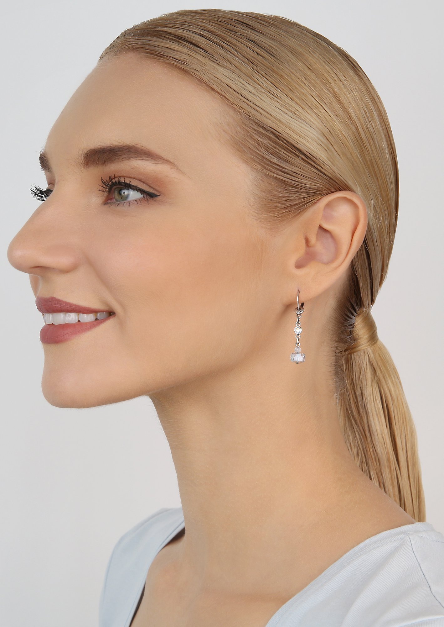 image for Earring Dangling Bead Snake Jelly White  