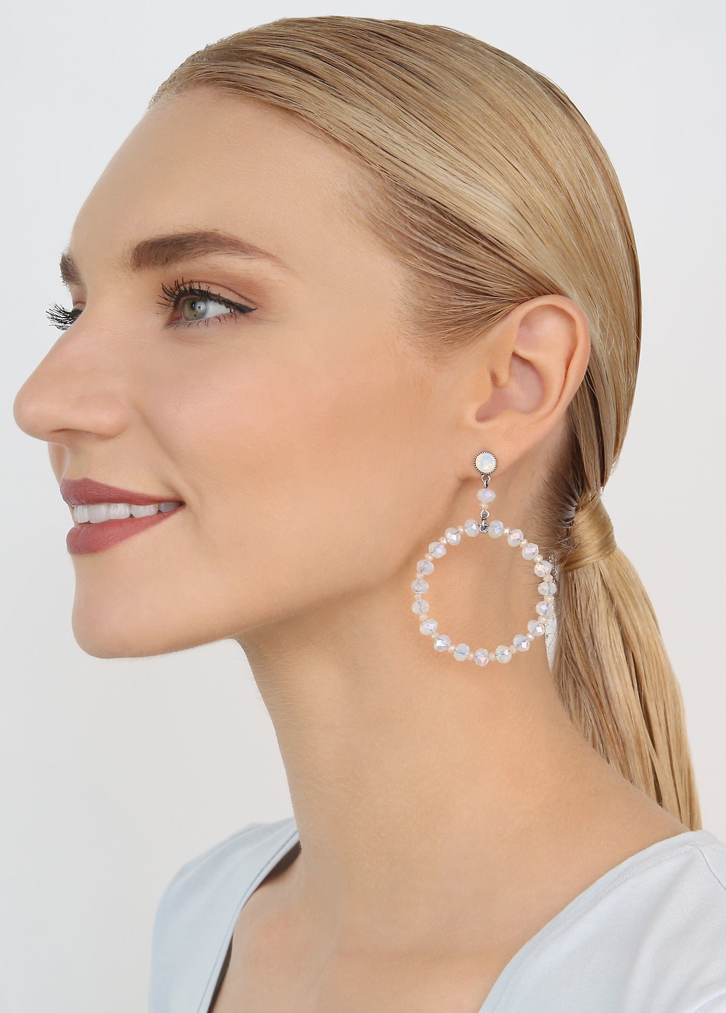 Bild für Ohrstecker baumelnd Bead Snake Jelly Weiß  