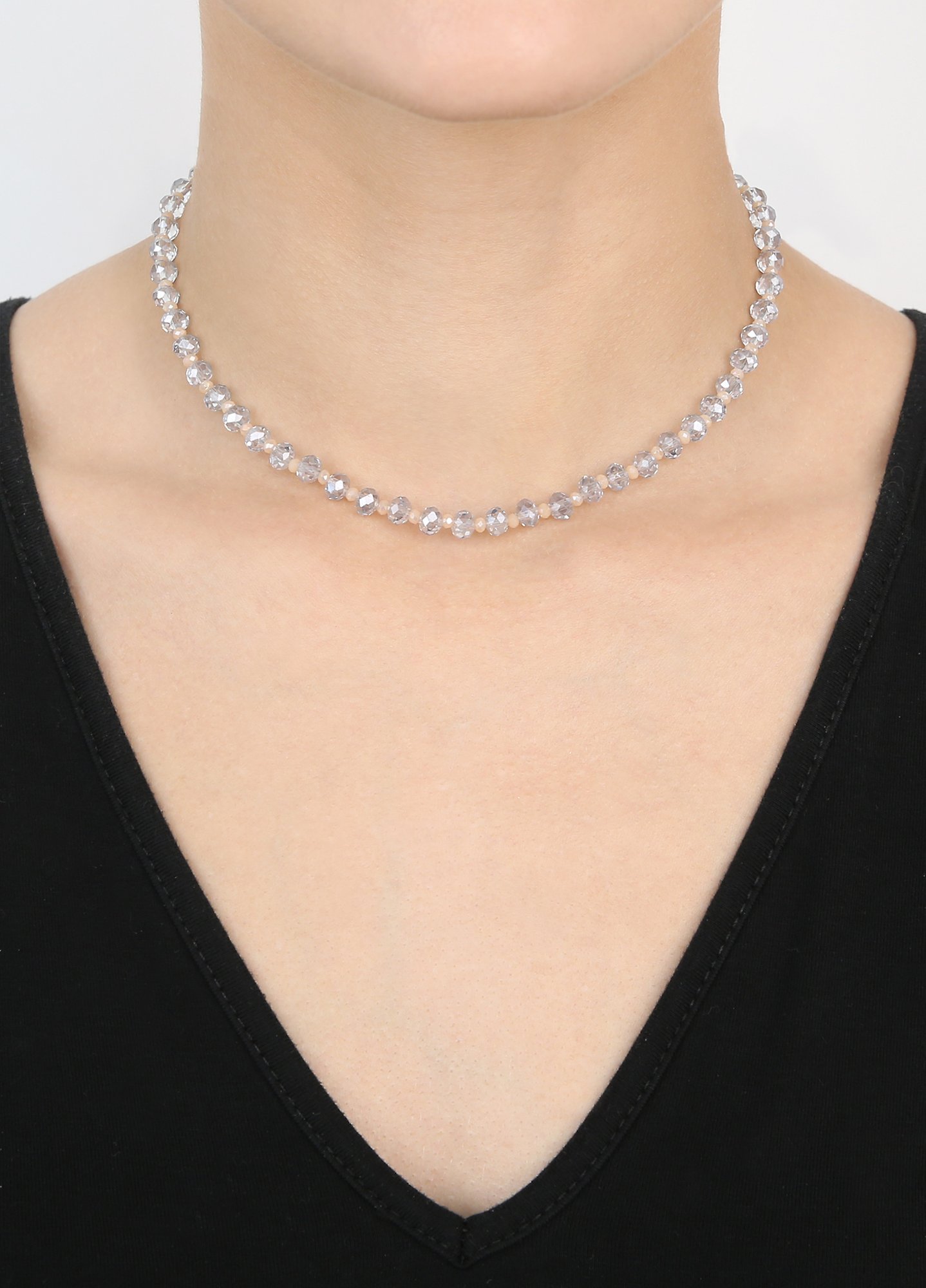 image for Necklace Bead Snake Jelly White  