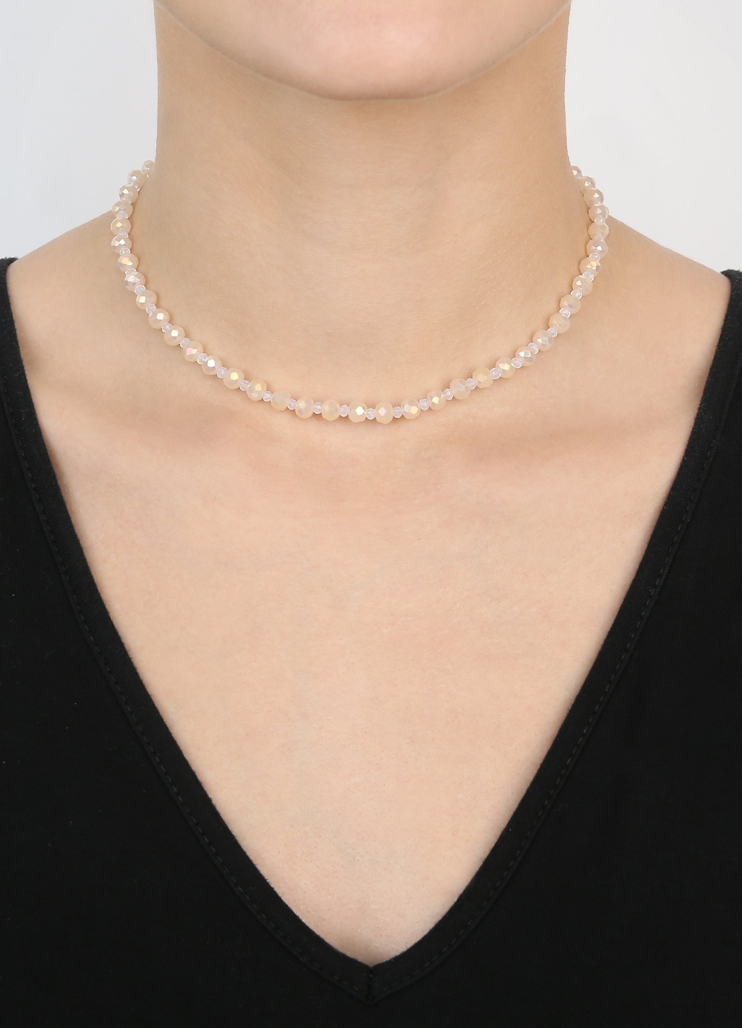 image for Necklace Bead Snake Jelly White  