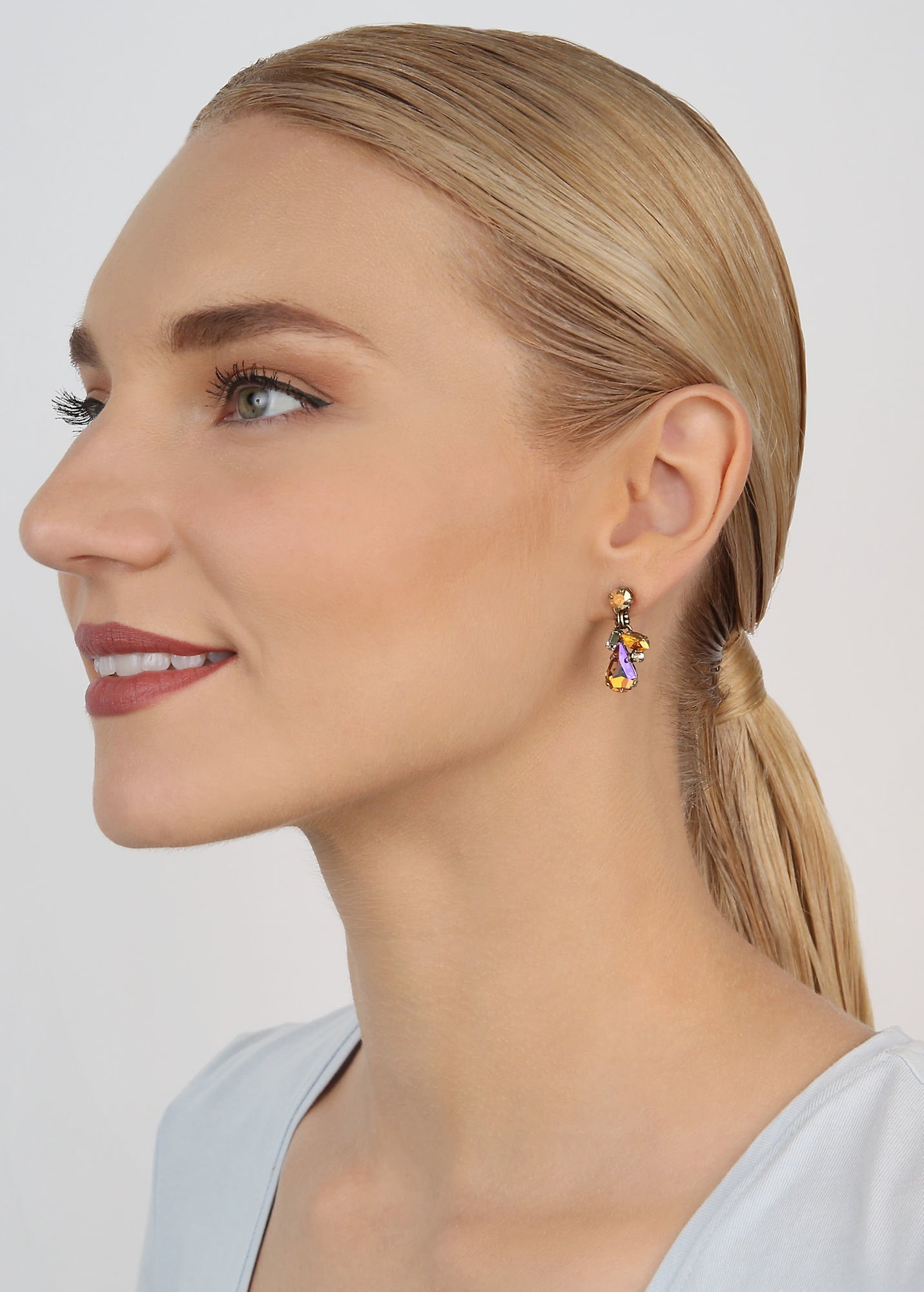 image for Earring Stud Dangling Love Letters Yellow  