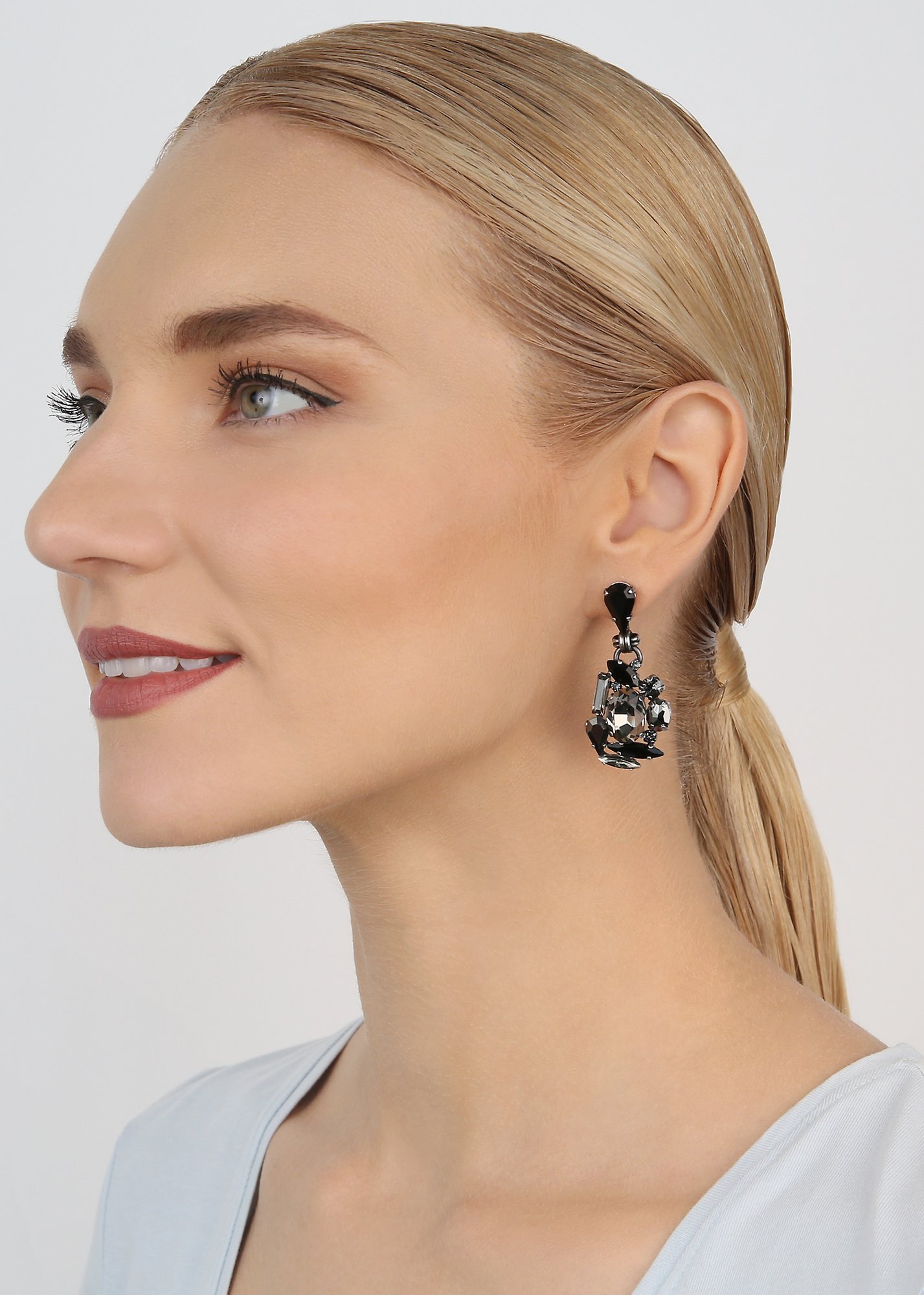 image for Earring Stud Dangling Love Letters Black  