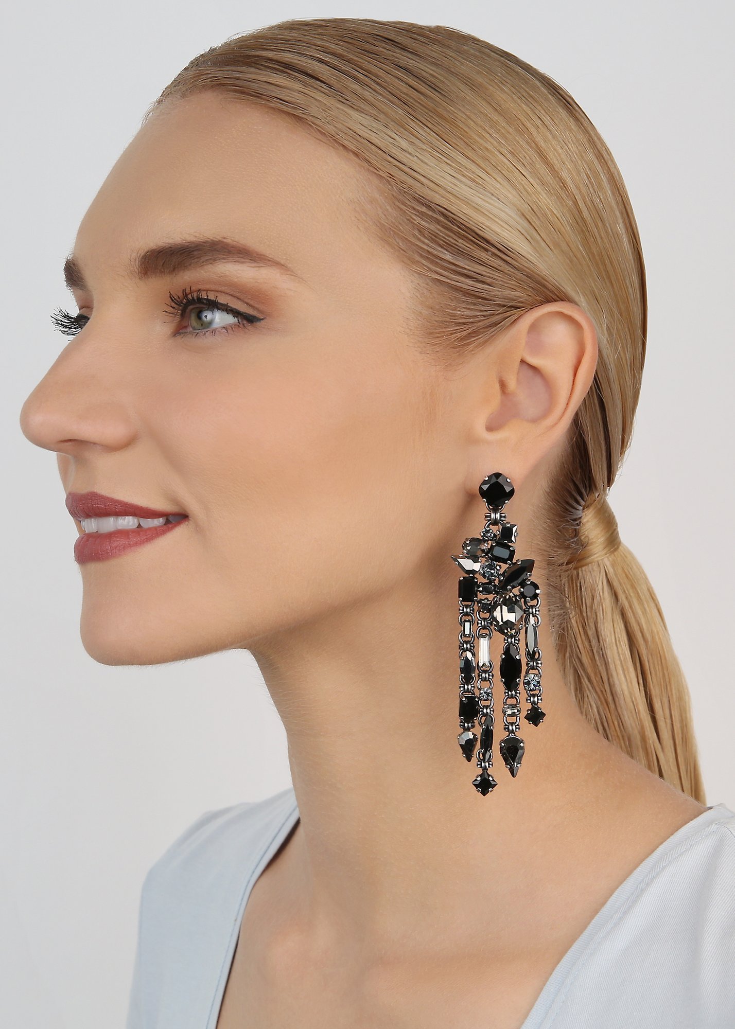 image for Earring Stud Dangling Love Letters Black  