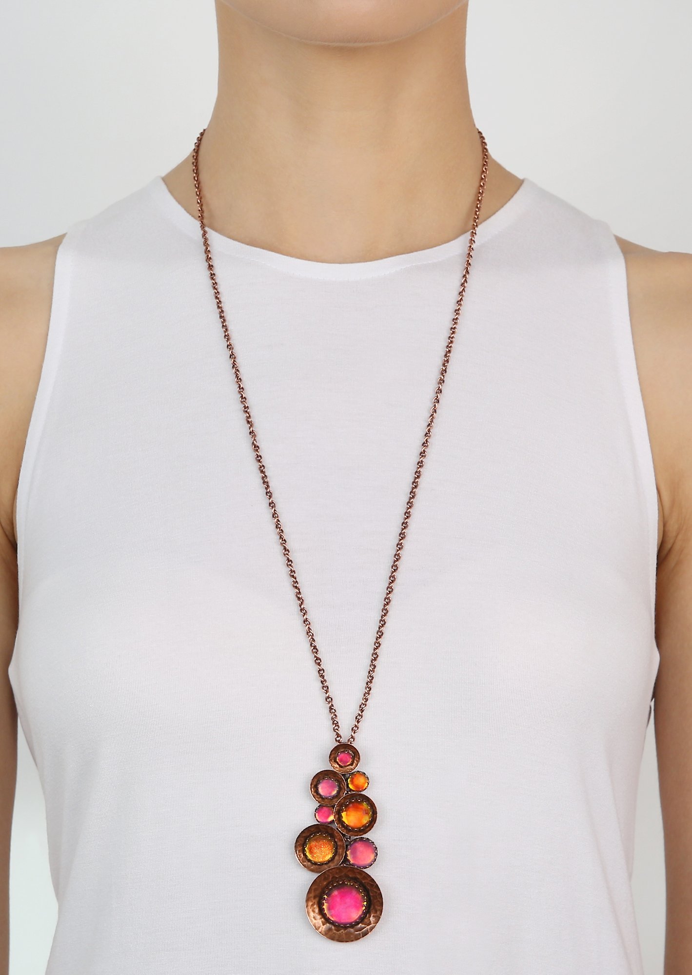 image for Necklace Pendant (Long) Honey Drops in Space Orange  