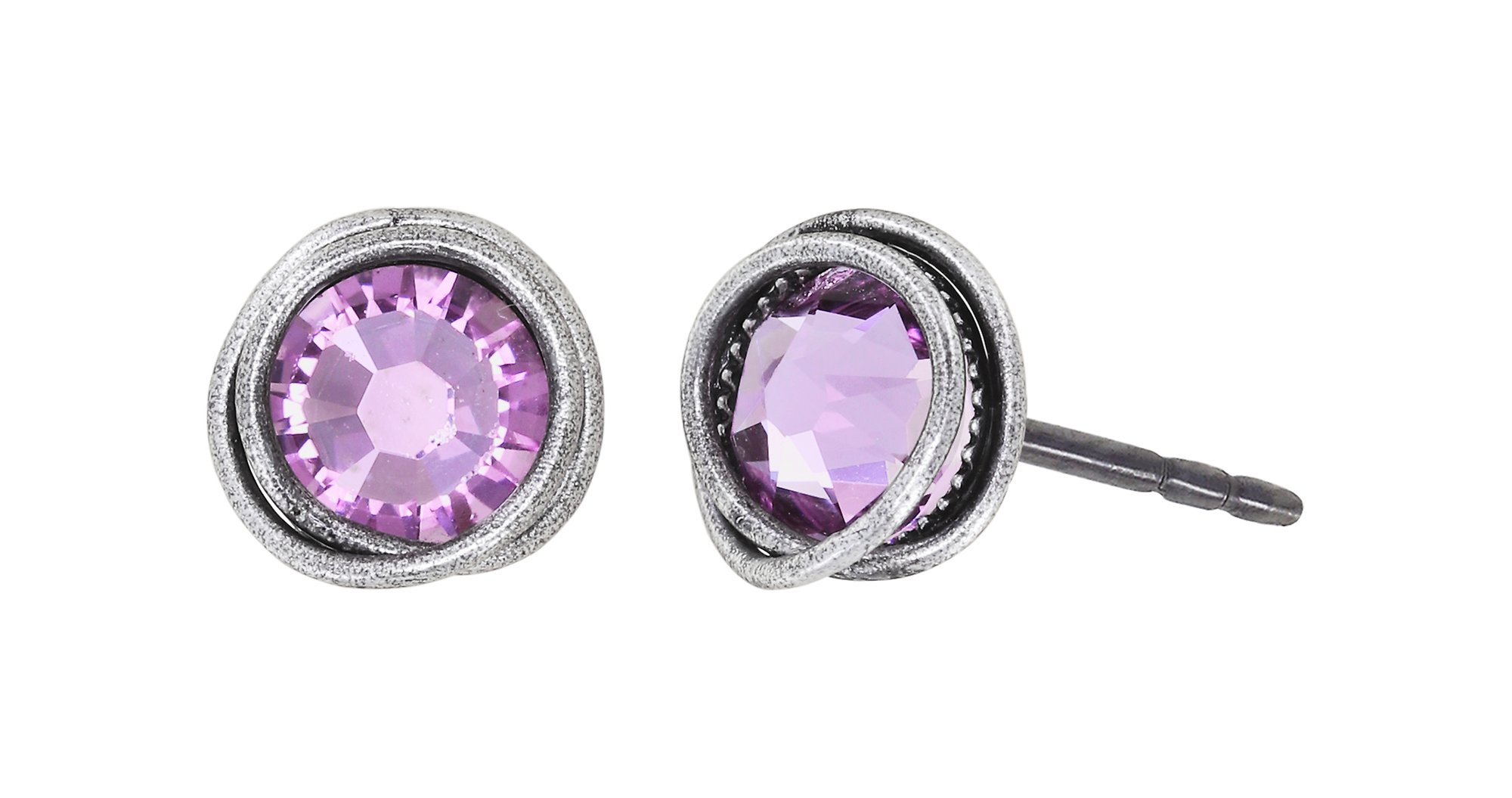 image for Earring Stud Sparkle Twist Lila light amethyst SS 34