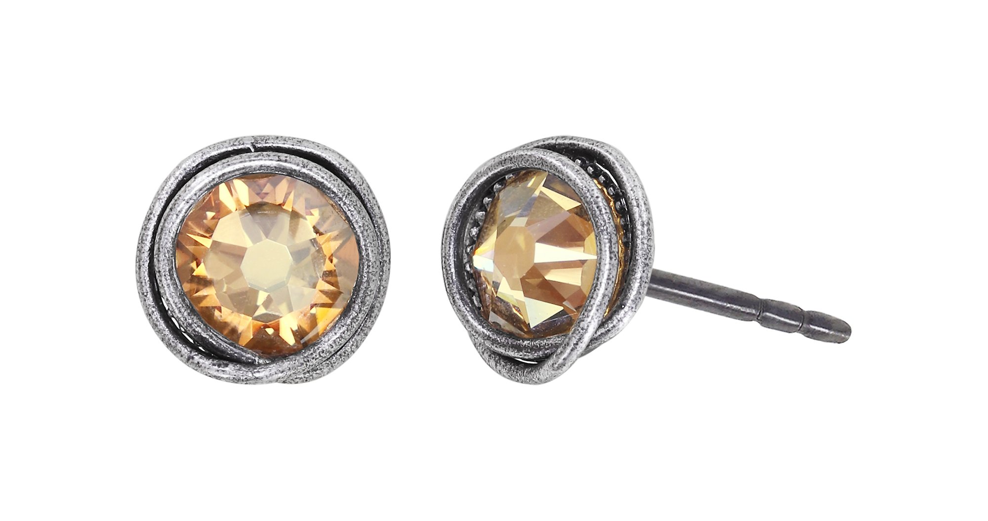 image for Earring stud Sparkle Twist Beige crystal golden shadow SS 34