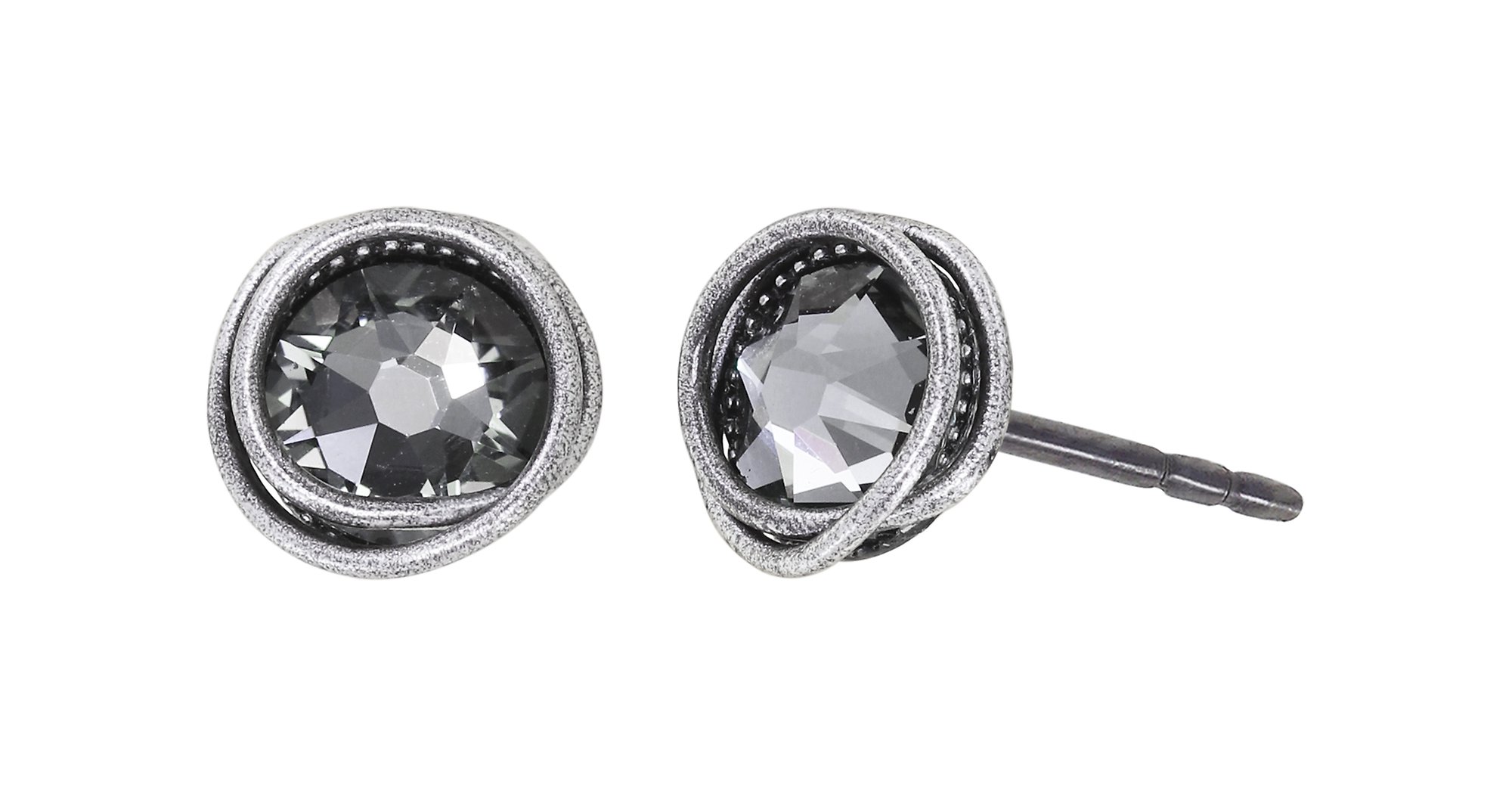 Bild für Ohrstecker Sparkle Twist Grau Schwarzer Diamant SS 34