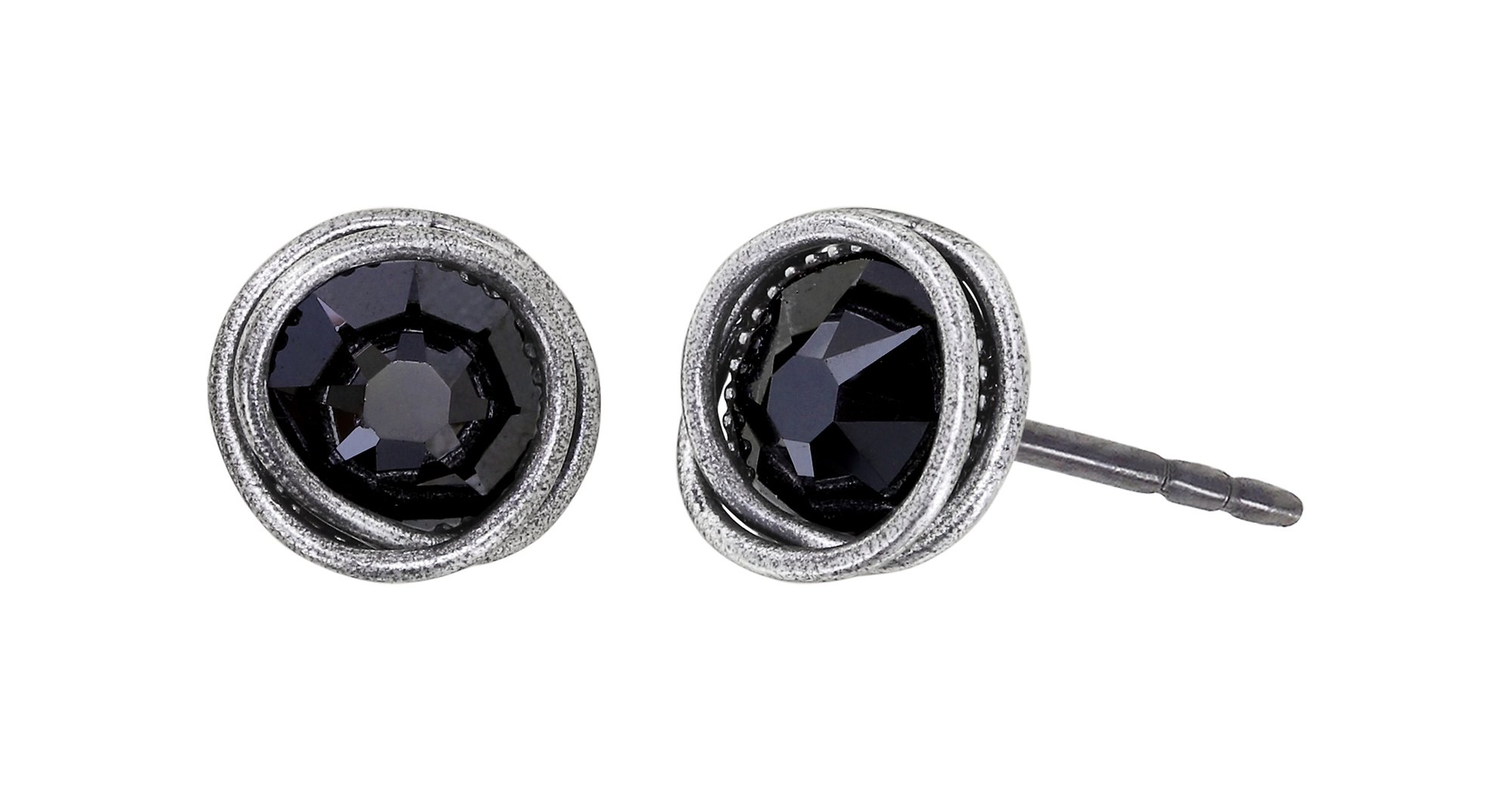 image for Earring Stud Sparkle Twist Black jet hematite SS 34