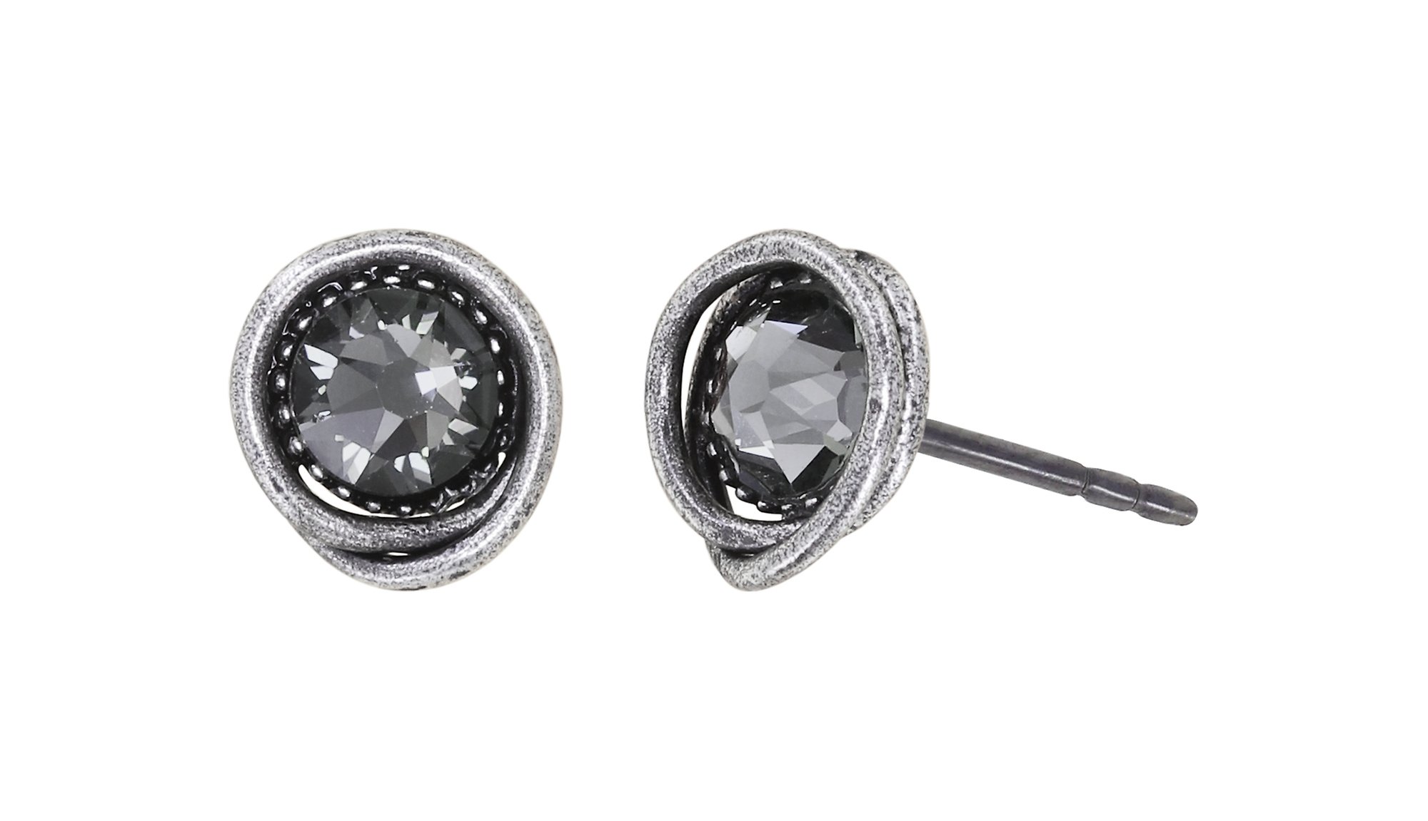 image for Earring Stud Sparkle Twist Grey black diamond SS 20