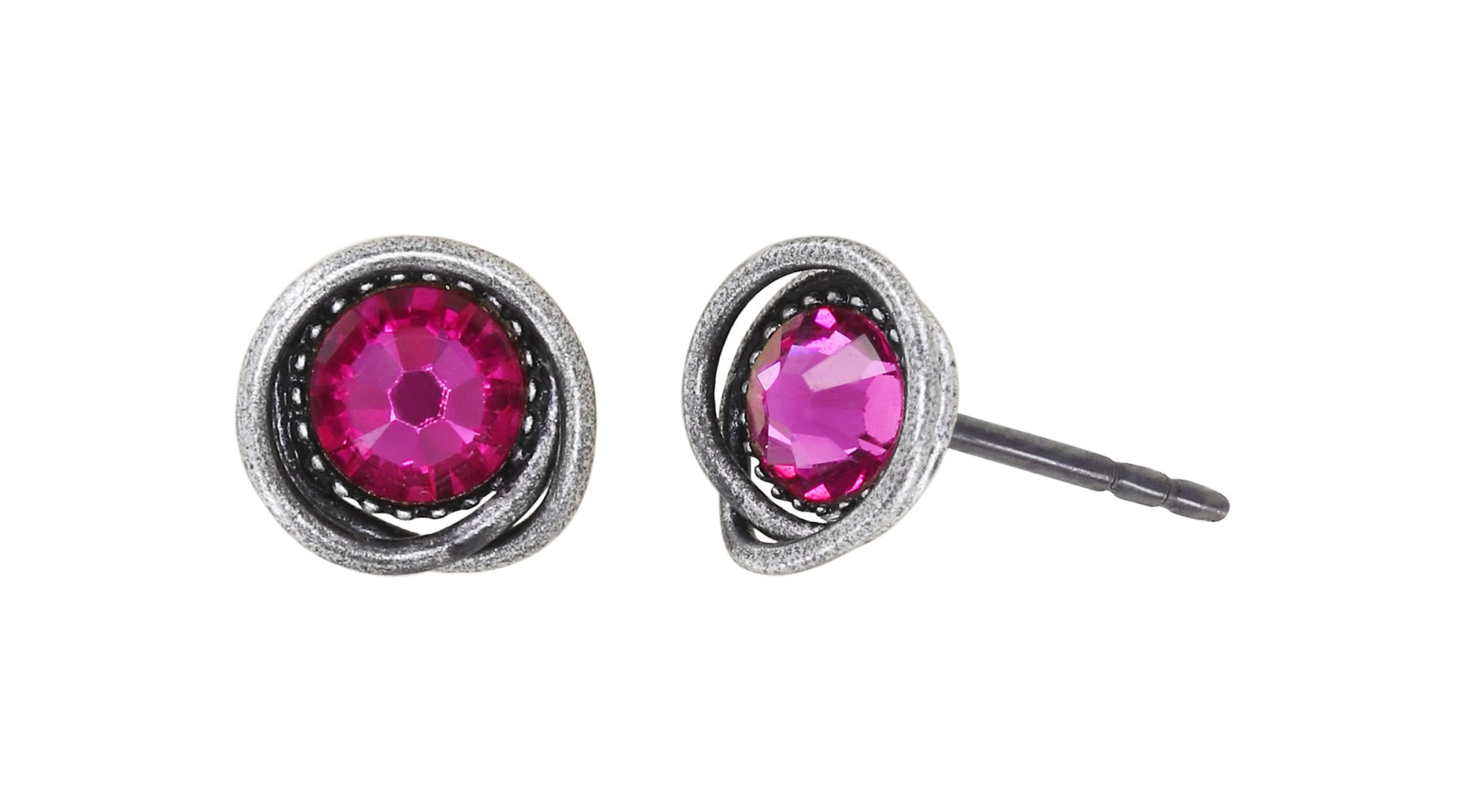 image for Earring Stud Sparkle Twist Dark Rose fuchsia SS 20
