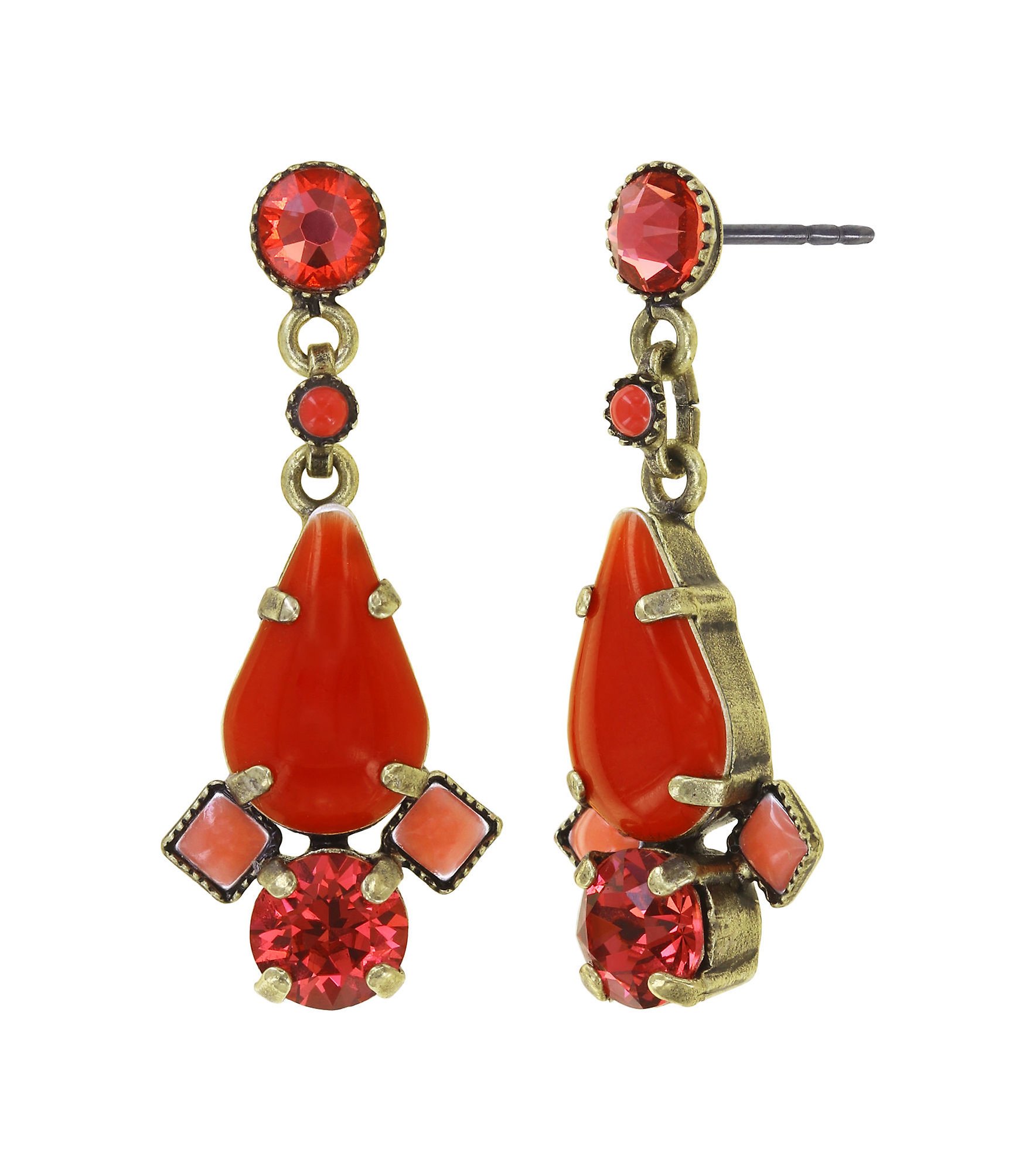 image for Earring Stud Dangling Vichy Coralline  