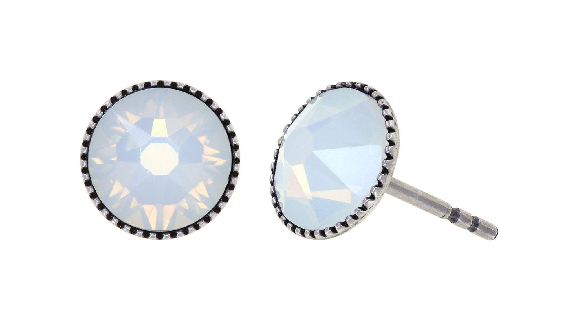 image pour Clou d'oreille plat Black Jack Blanc white opal SS 34