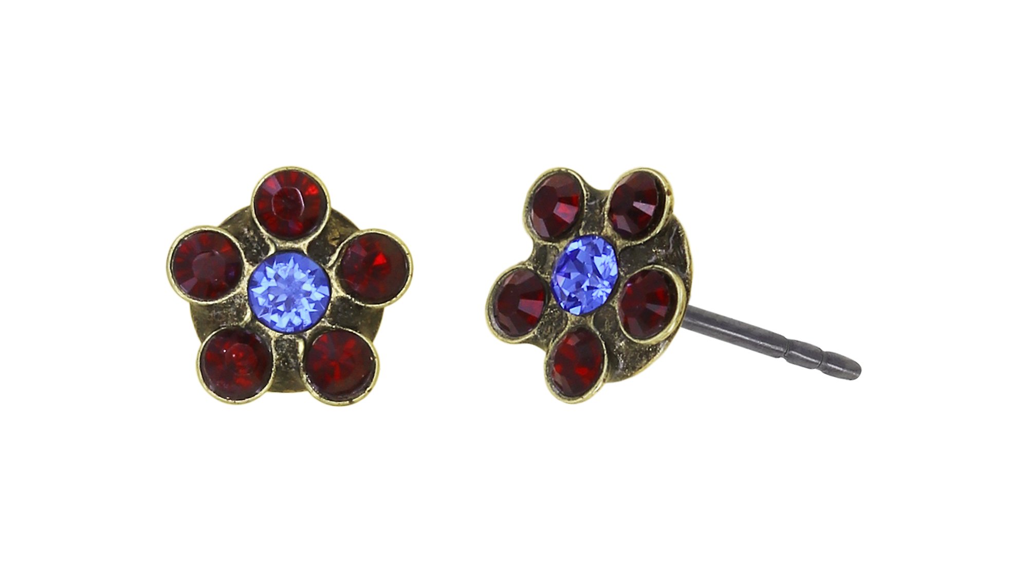 image for Earring stud Lost Garden Red / Blue  