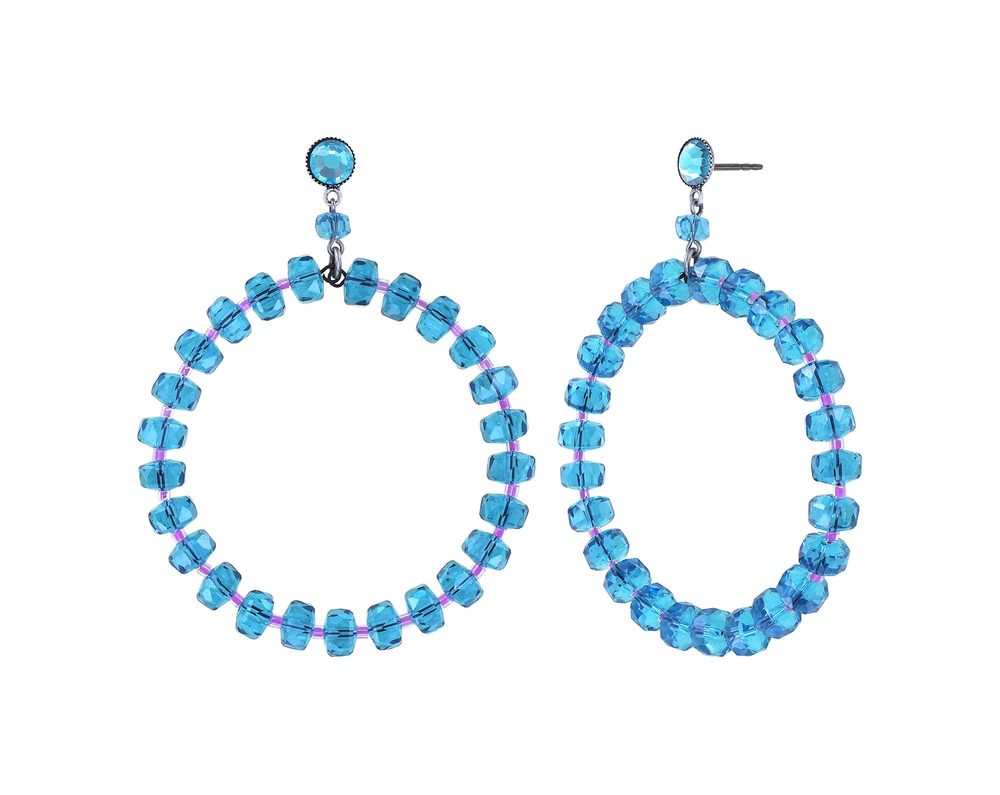 image for Earring Stud Dangling Bead Snake Jelly Blue  
