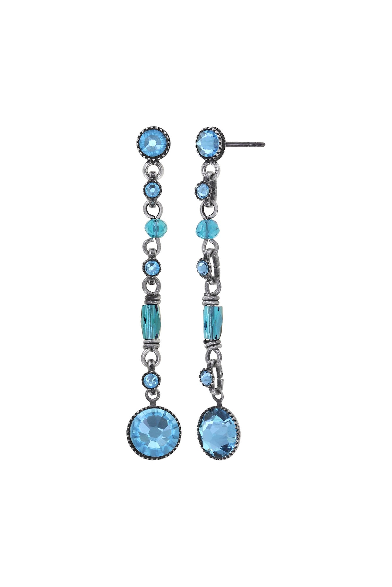 image for Earring Stud Dangling Petit Glamour d´Afrique Blue aquamarine 