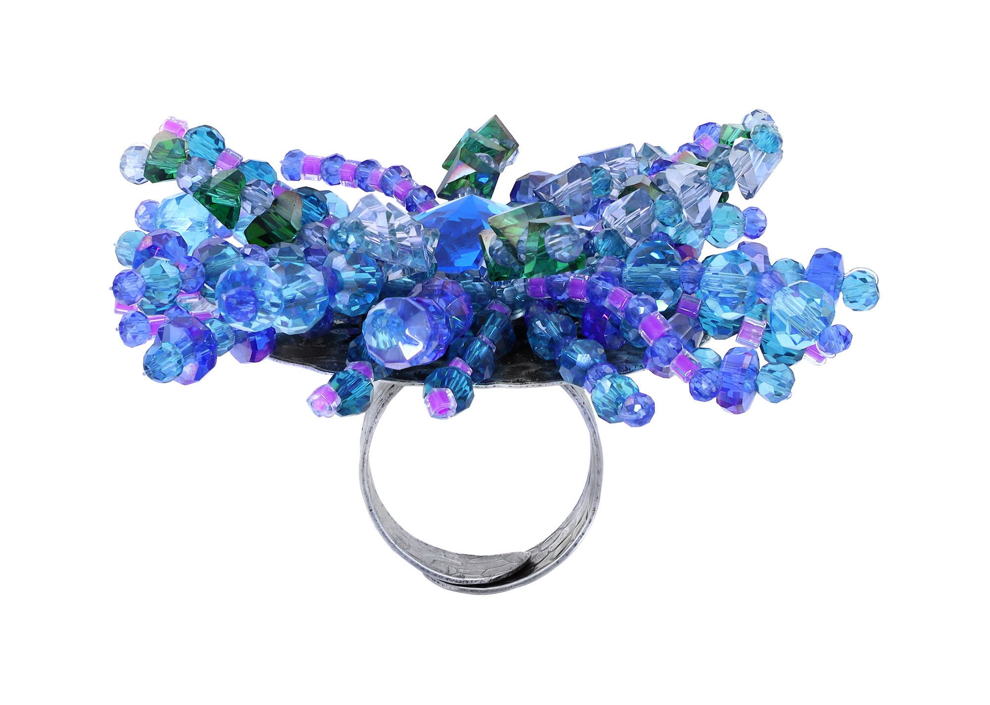 image pour Anneau Bead Snake Jelly Bleu  