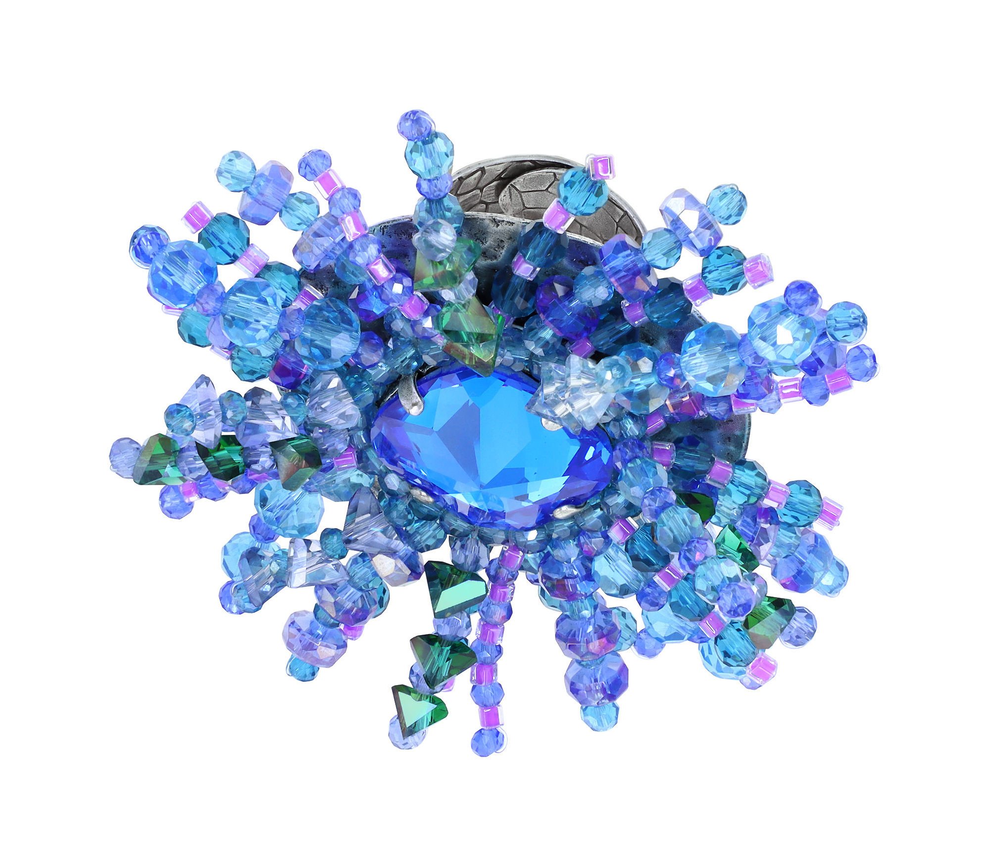 image pour Anneau Bead Snake Jelly Bleu  