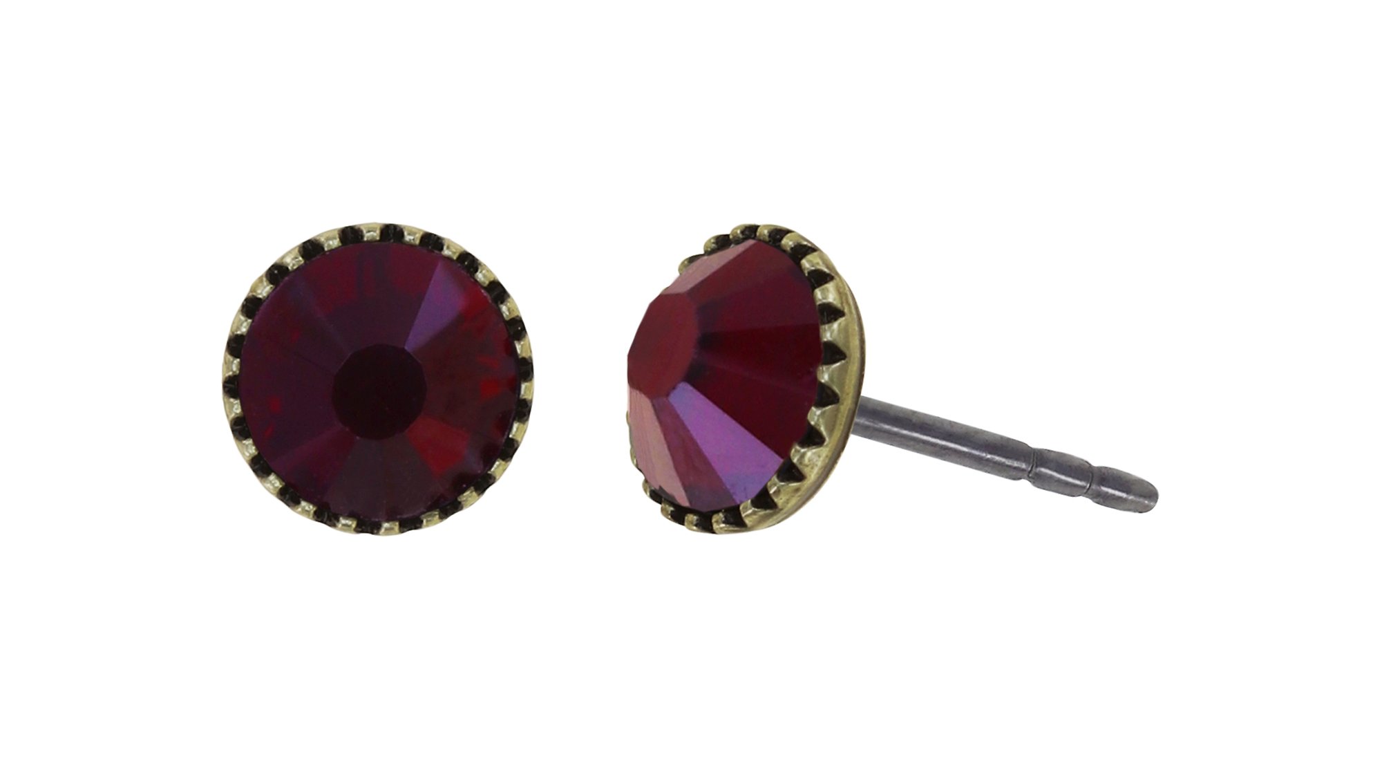 image for Earring stud-flat Black Jack Red dark siam SS 20