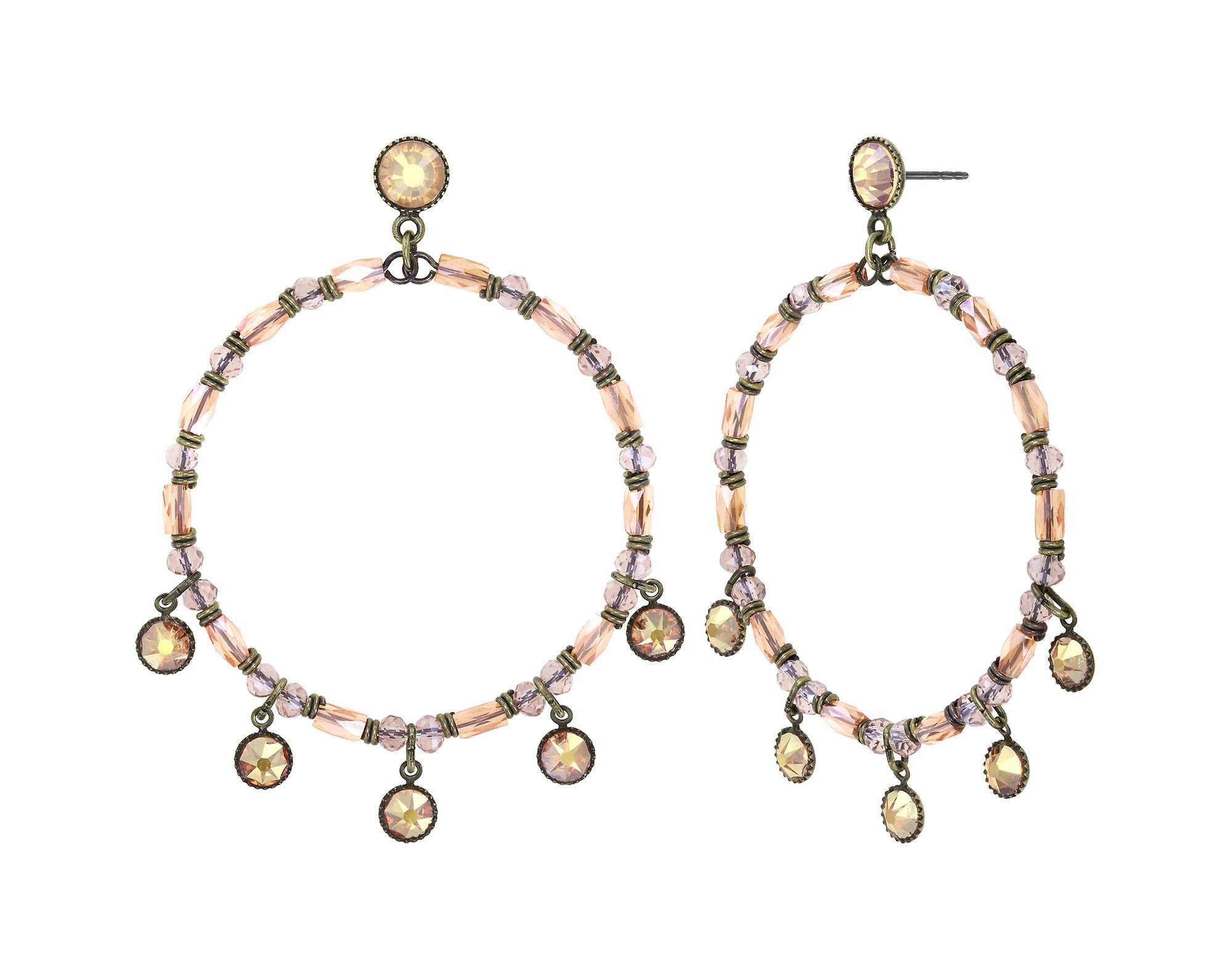 image for Earring Stud Dangling Petit Glamour d´Afrique Yellow crystal metallic sunshine 