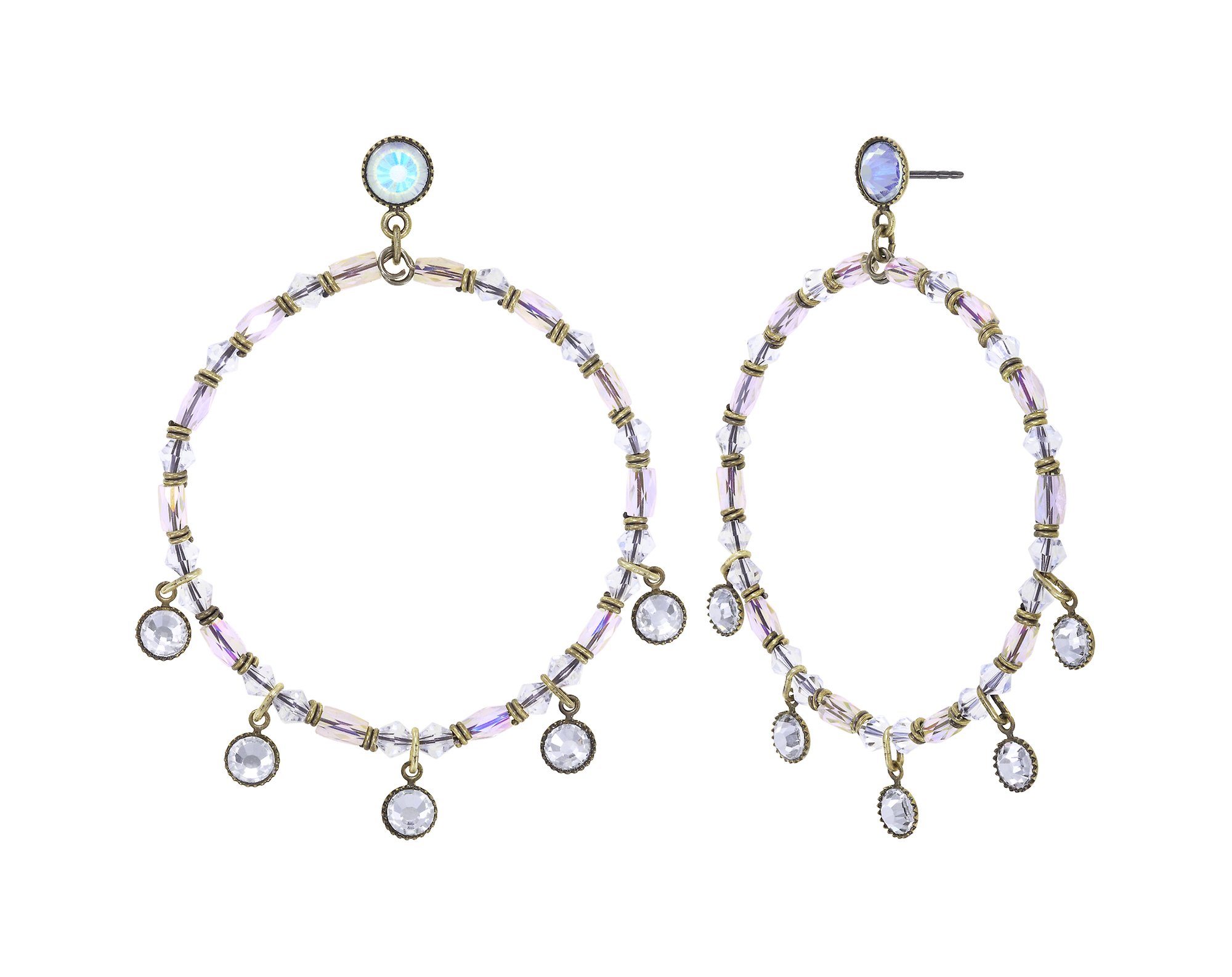 image for Earring Stud Dangling Petit Glamour d´Afrique White crystal argent flare 