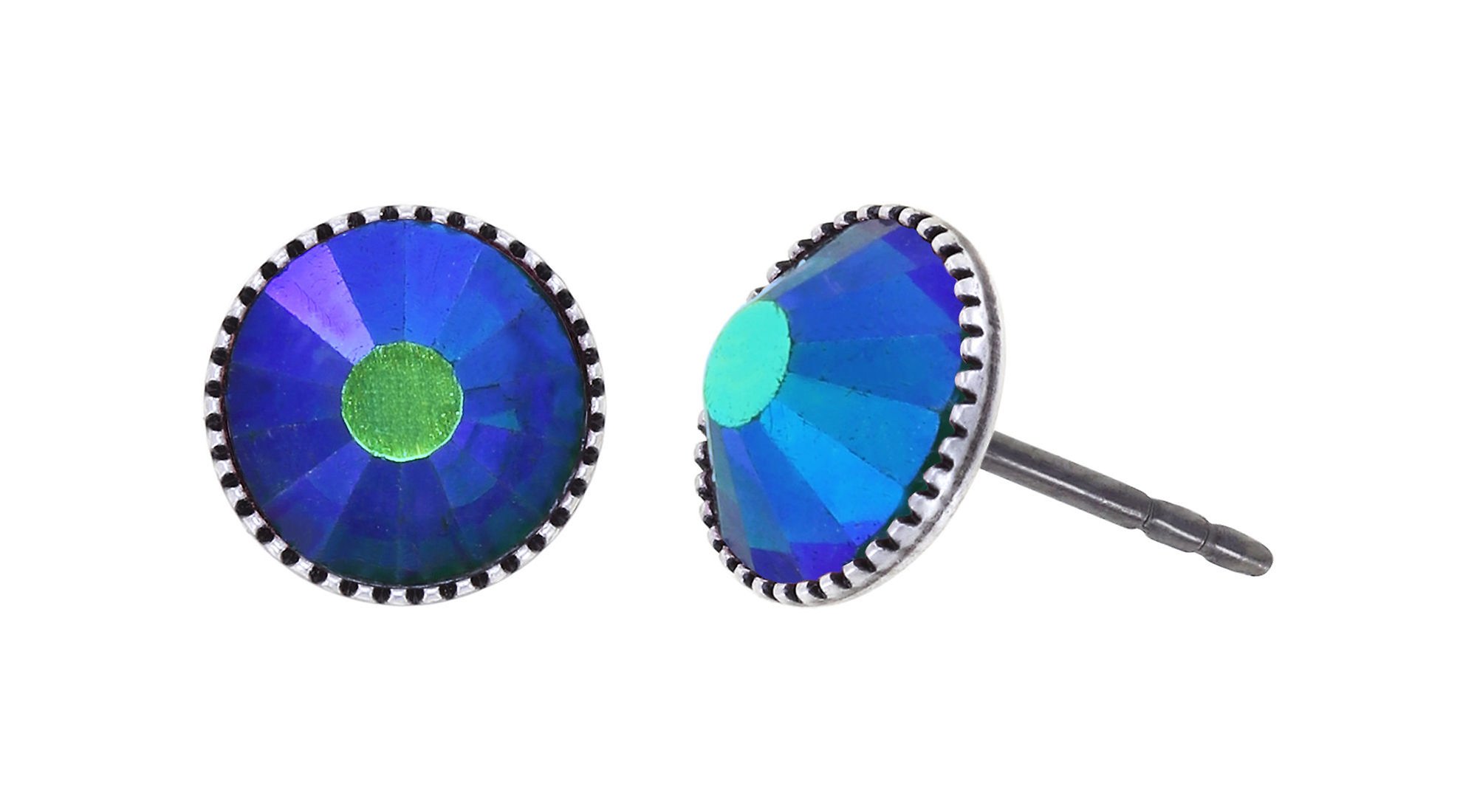 Bild für Ohrstecker flach Black Jack Blau emerald AB SS 34