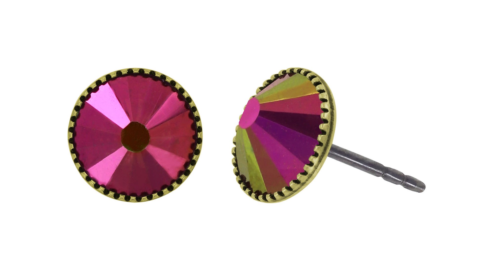 image for Earring Stud-Flat Black Jack Dark Rose rose gold AB SS 34